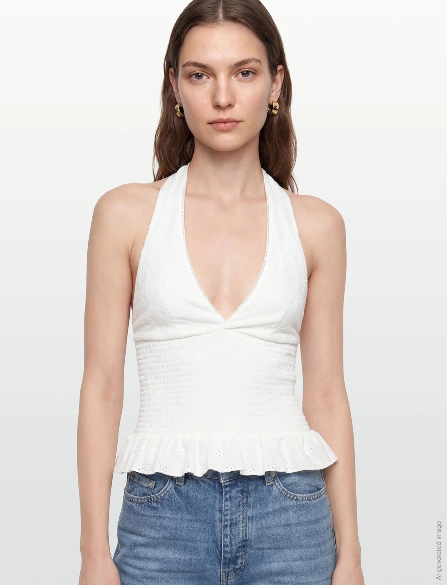 Gina Tricot - Broderie anglaise top - crop tops - offwhite (1420) - 3