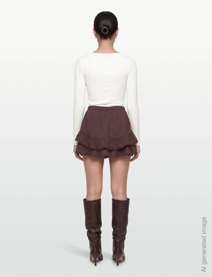 Gina Tricot - Frill skirt - korte nederdele - shavedchocolate (7927) - 4
