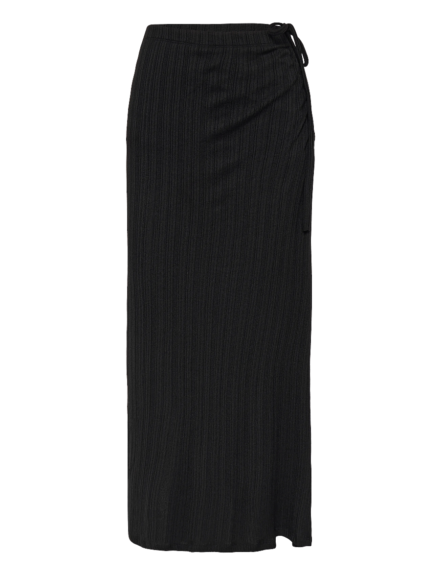Gina Tricot - Tie detail maxi skirt - knitted skirts - black (9000) - 1