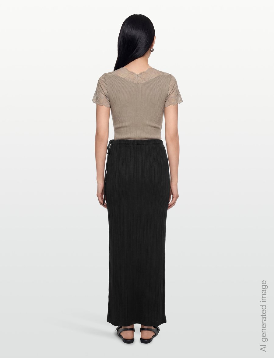 Gina Tricot - Tie detail maxi skirt - knitted skirts - black (9000) - 4