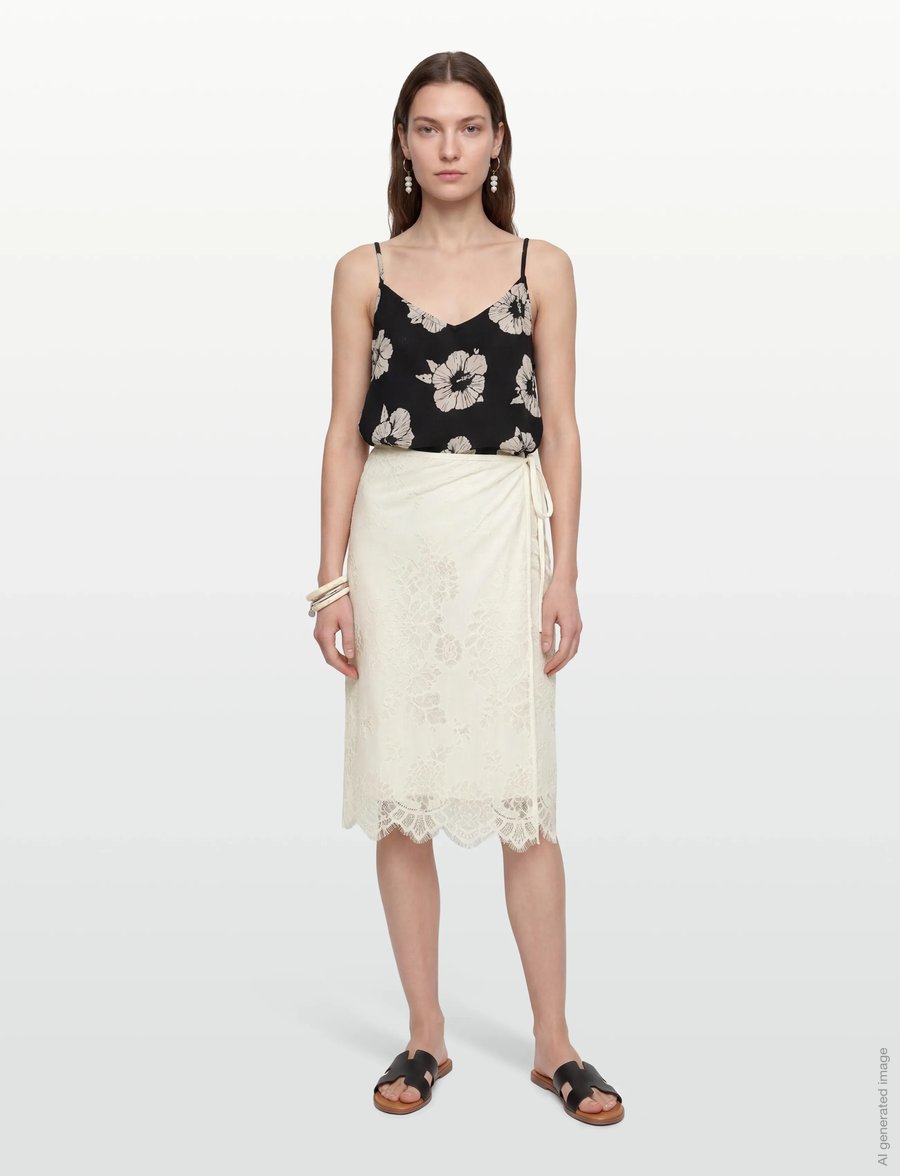 Gina Tricot - Lace apron skirt - slå-om-nederdele - buttercream (1247) - 0