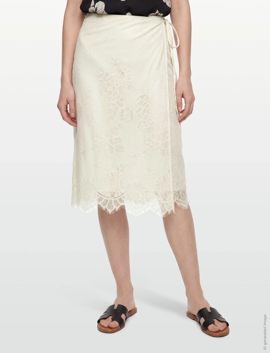 Gina Tricot - Lace apron skirt - slå-om-nederdele - buttercream (1247) - 3