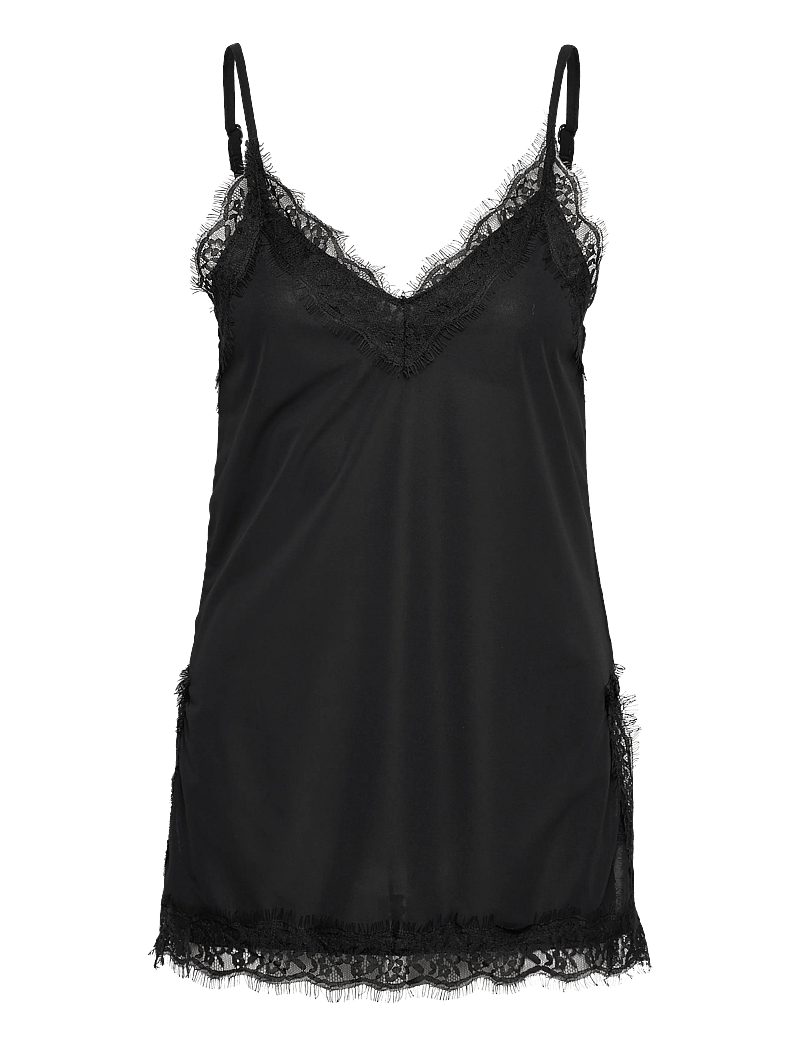 Gina Tricot - Lace detail singlet - palaidinukės - black (9000) - 0