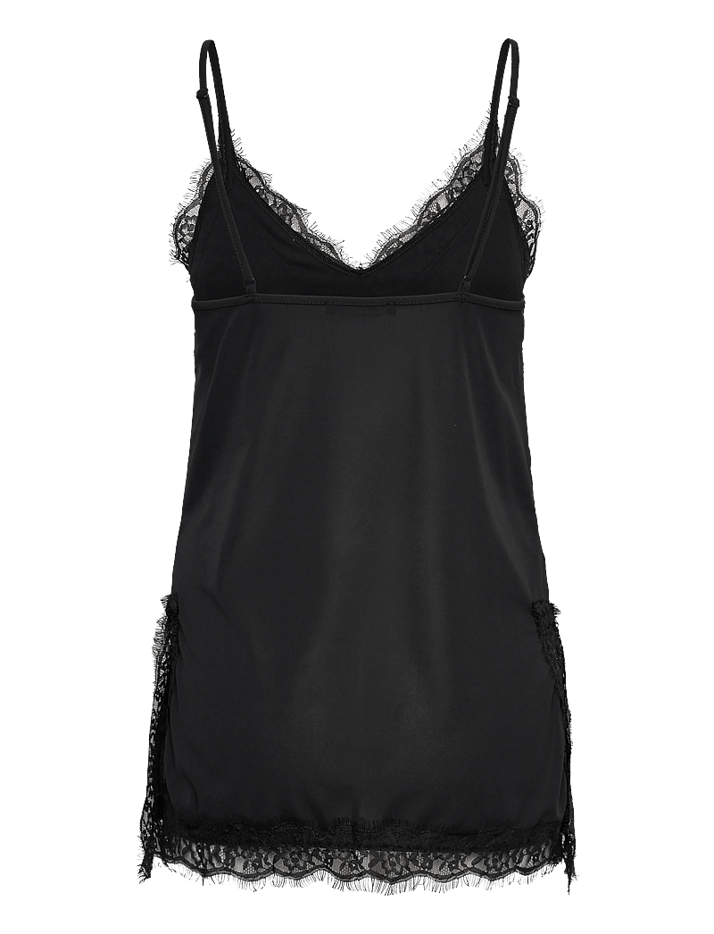Gina Tricot - Lace detail singlet - palaidinukės - black (9000) - 1