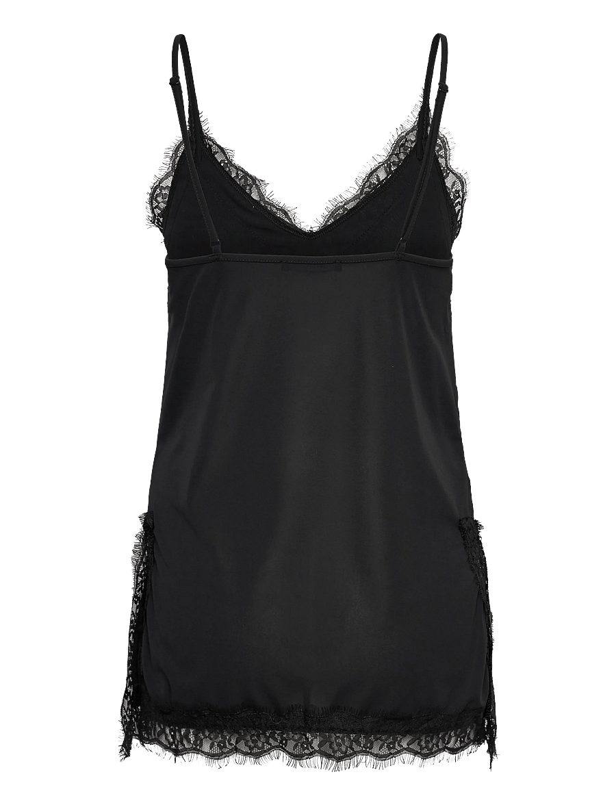 Gina Tricot - Lace detail singlet - overdele - black (9000) - 1