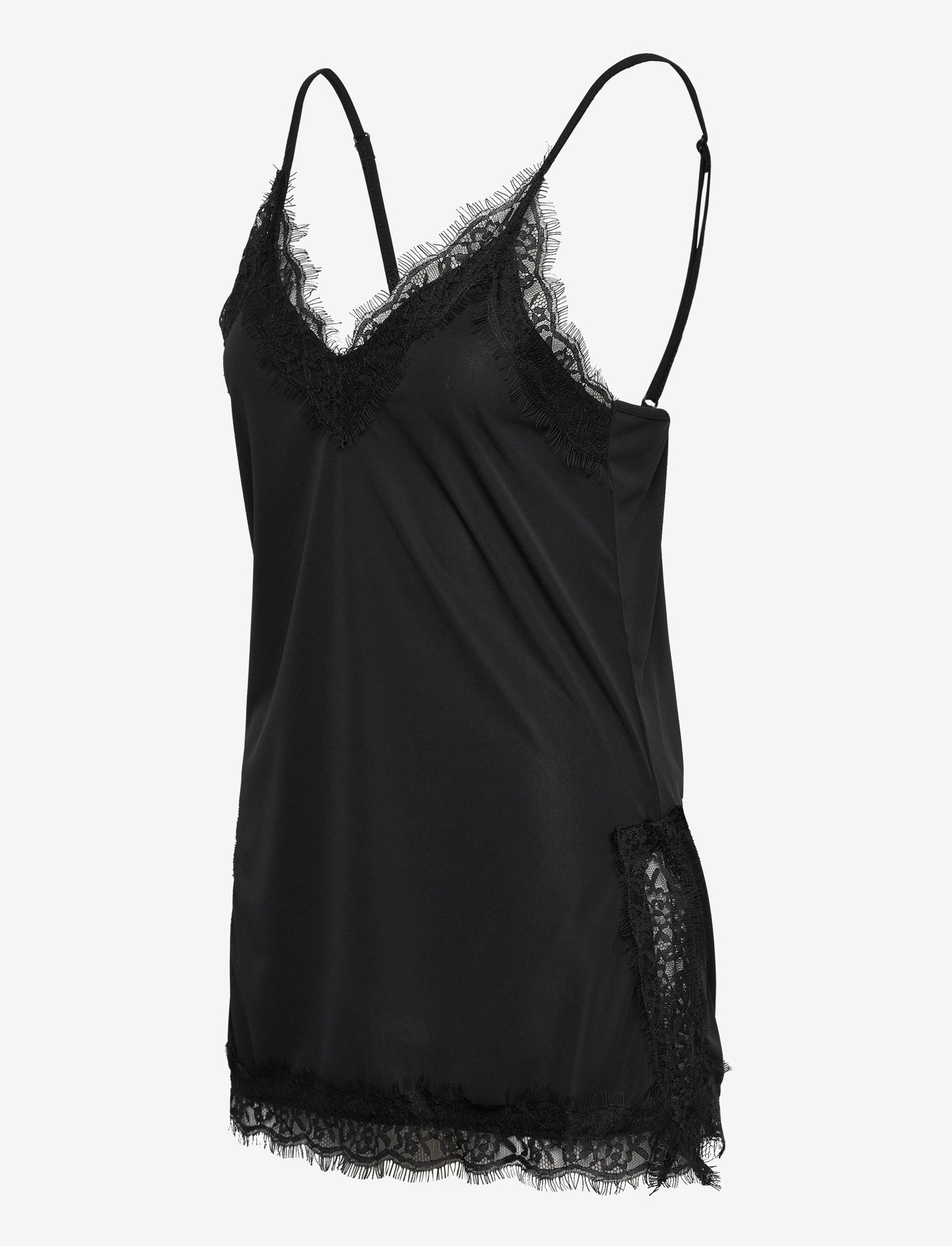 Gina Tricot - Lace detail singlet - palaidinukės - black (9000) - 2