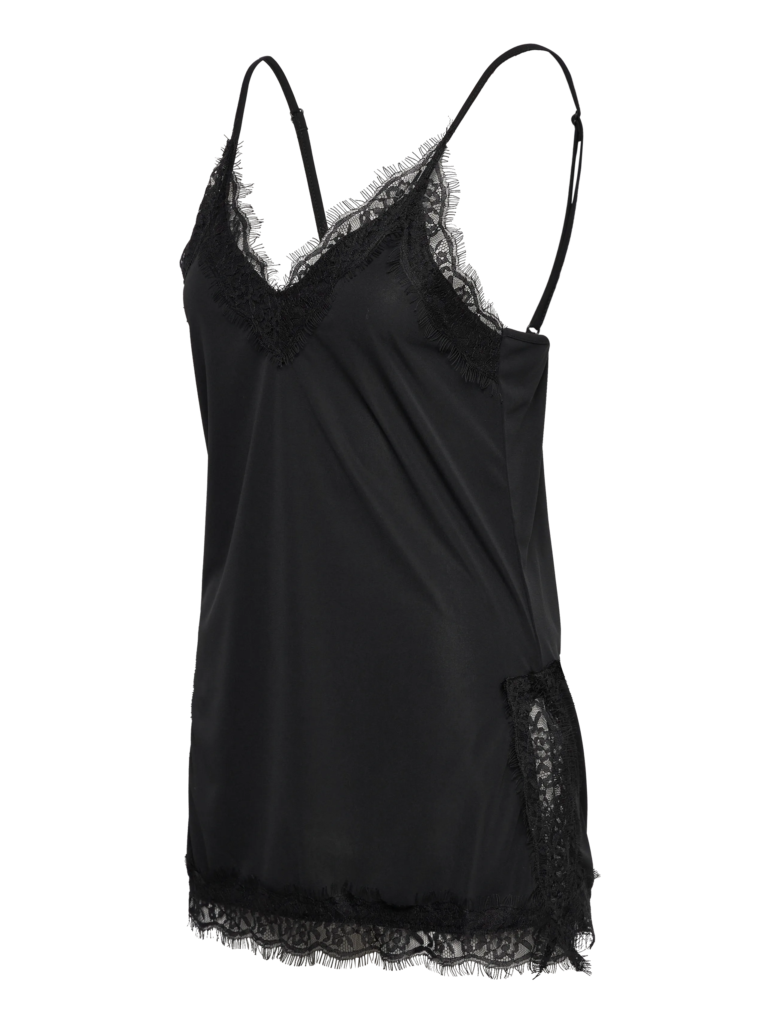 Gina Tricot - Lace detail singlet - overdele - black (9000) - 2