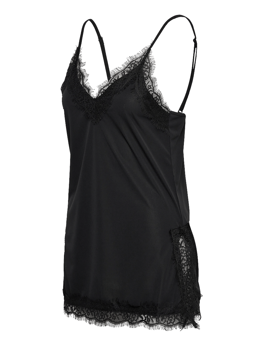 Gina Tricot - Lace detail singlet - overdele - black (9000) - 2