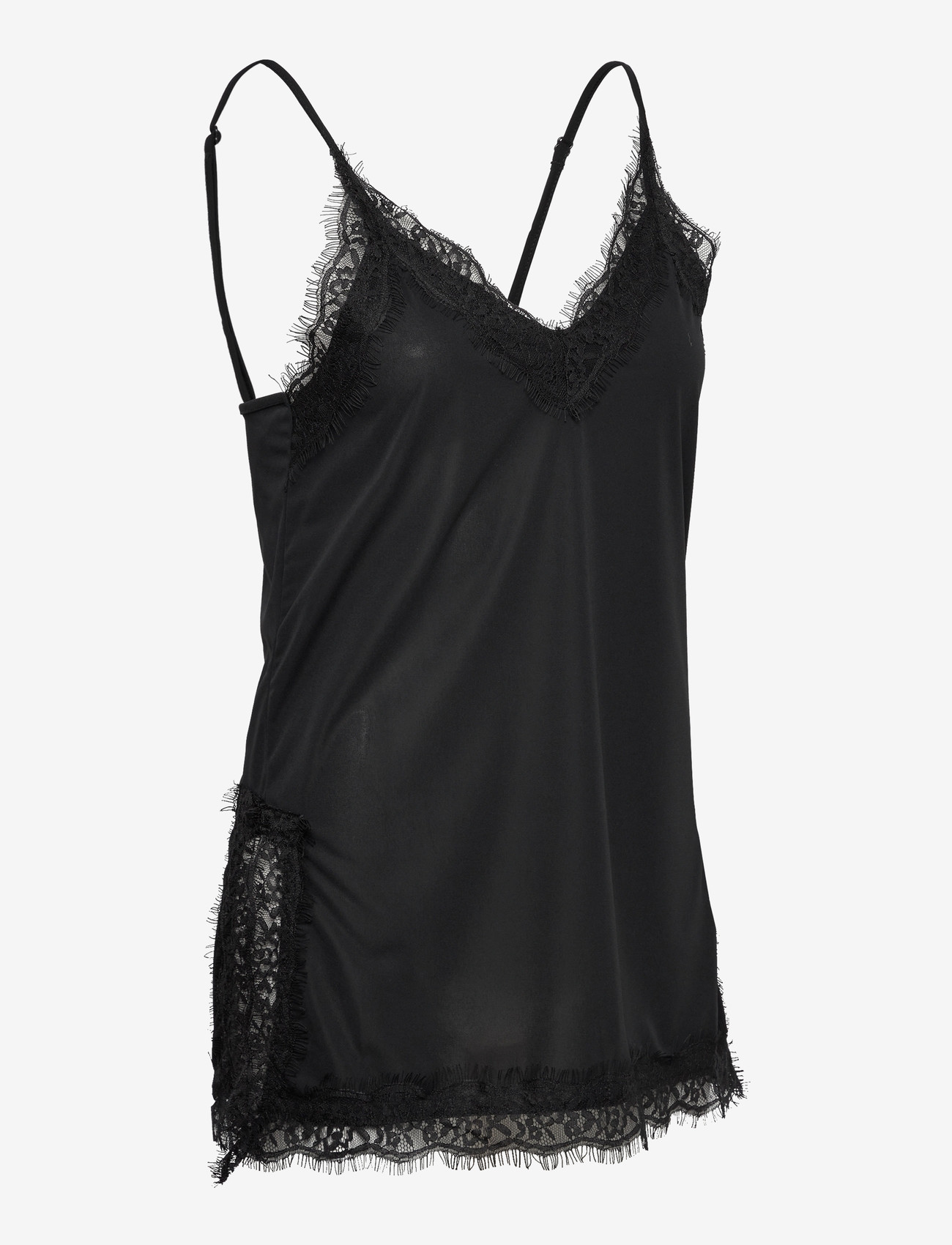 Gina Tricot - Lace detail singlet - palaidinukės - black (9000) - 3