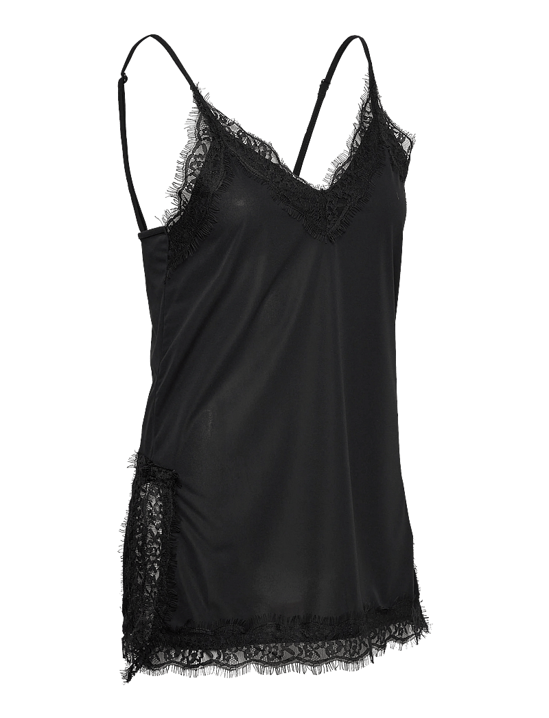Gina Tricot - Lace detail singlet - palaidinukės - black (9000) - 3
