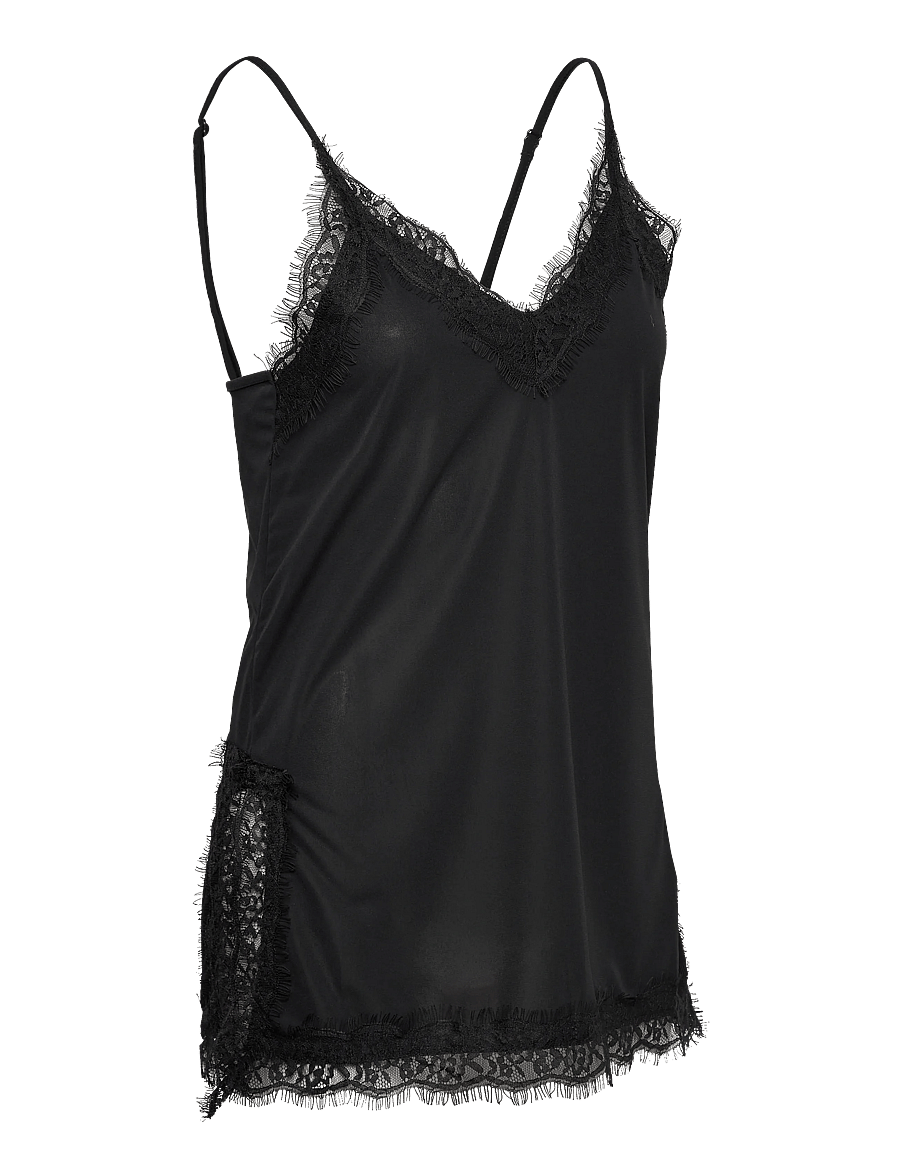 Gina Tricot - Lace detail singlet - overdele - black (9000) - 3