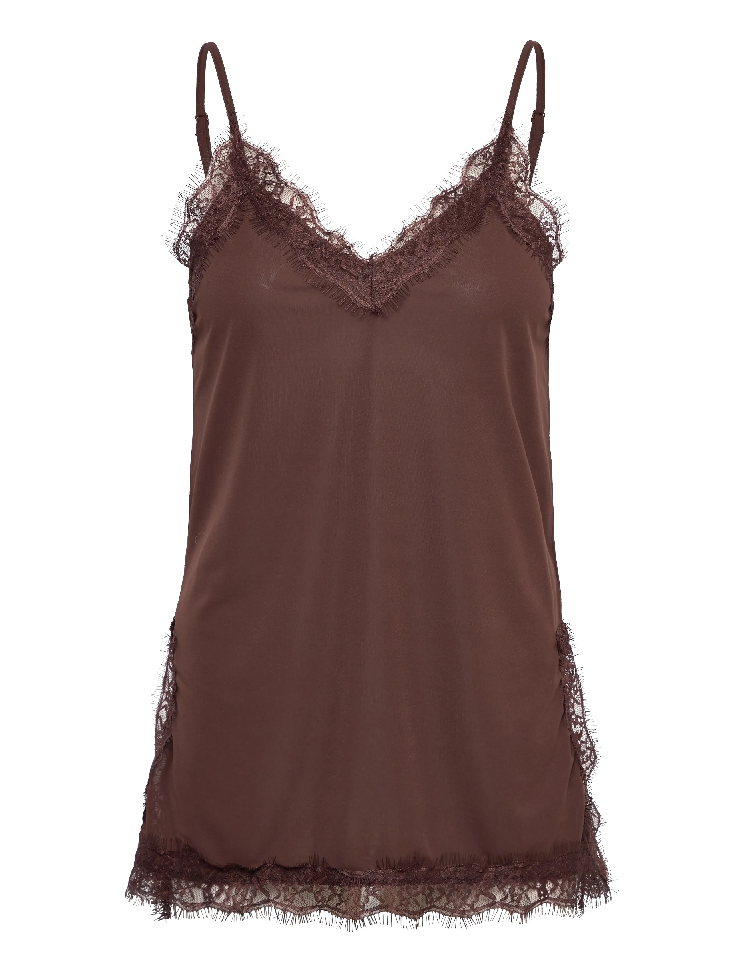 Gina Tricot Lace detail singlet - Sleeveless tops - SEAL BROWN (7083) / brown