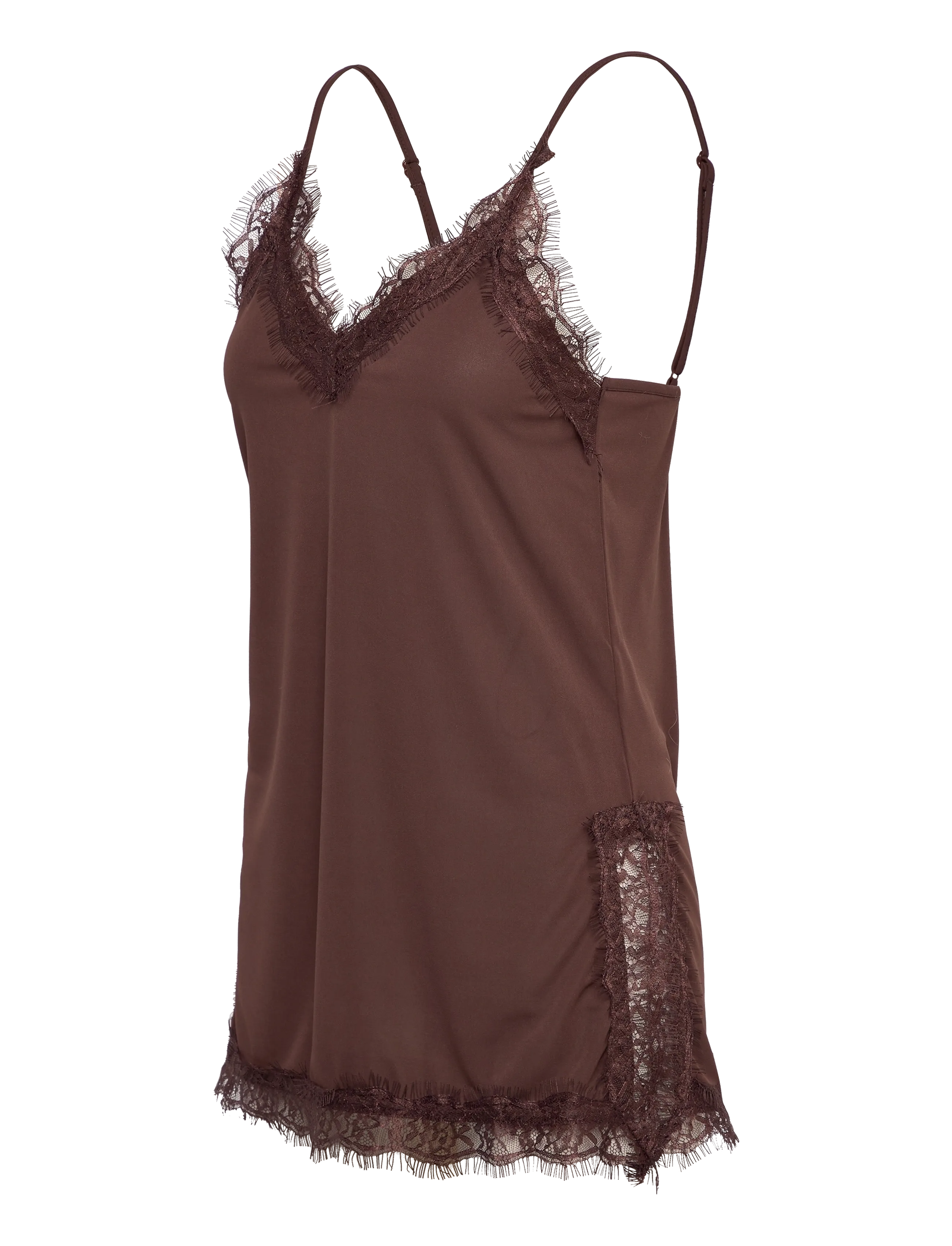 Gina Tricot - Lace detail singlet - overdele - seal brown (7083) - 2