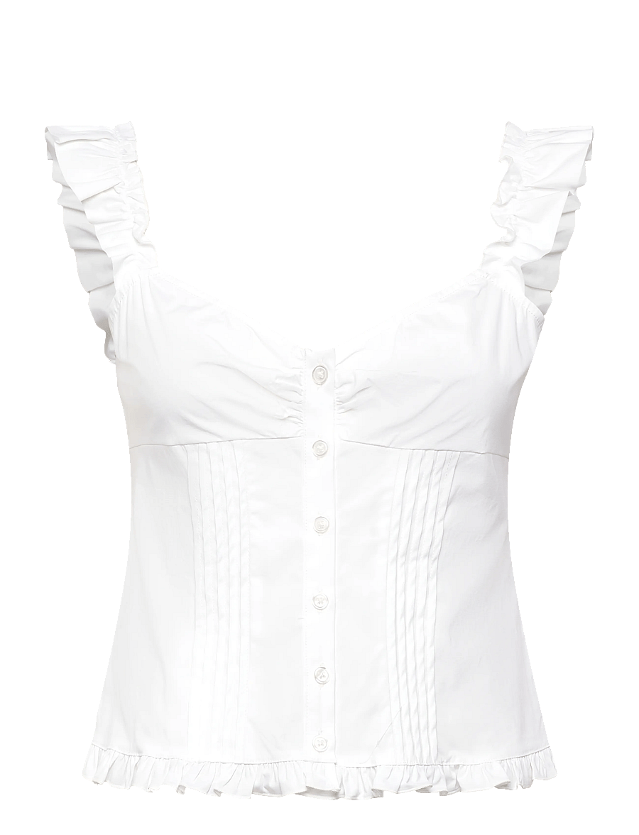 Gina Tricot - Frill top - varrukateta topid - white (1000) - 0