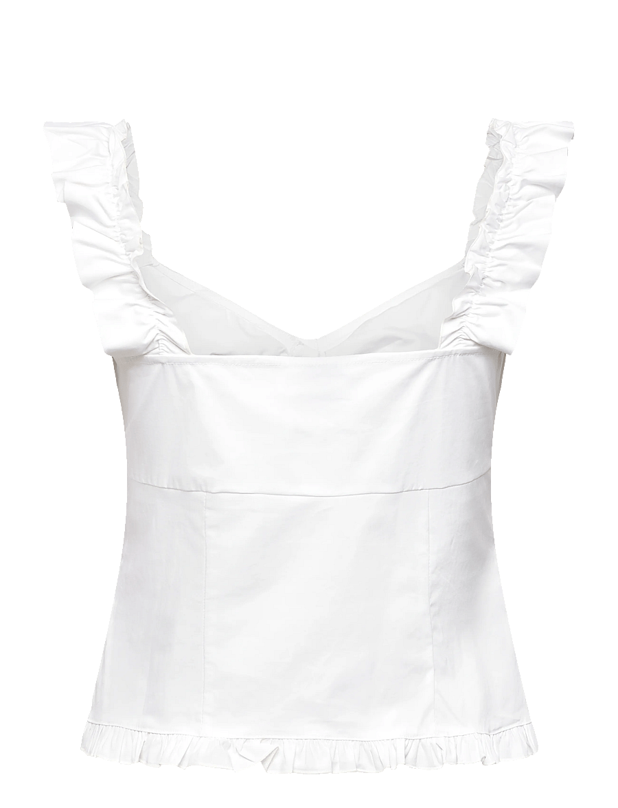 Gina Tricot - Frill top - varrukateta topid - white (1000) - 1