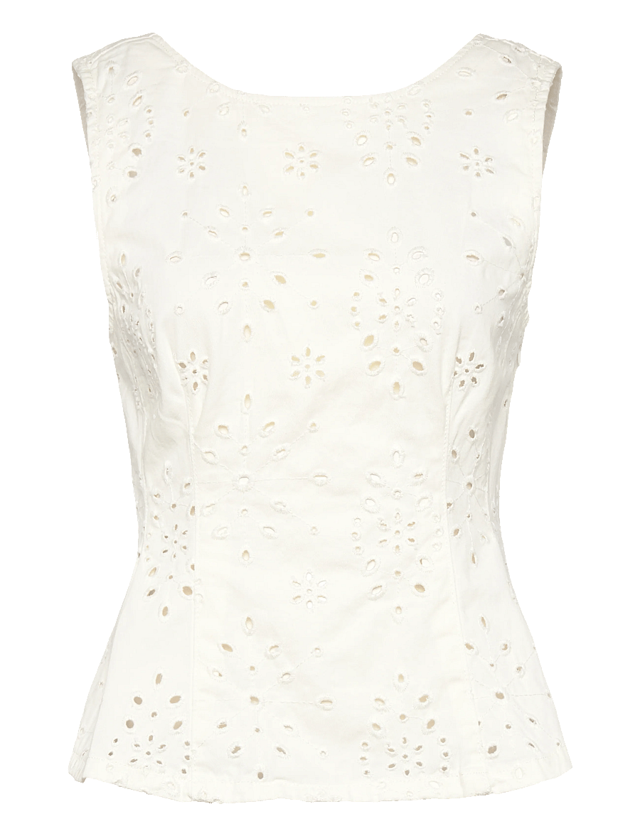 Gina Tricot - Broderie peplum denim top - offwhite (1420) - 0