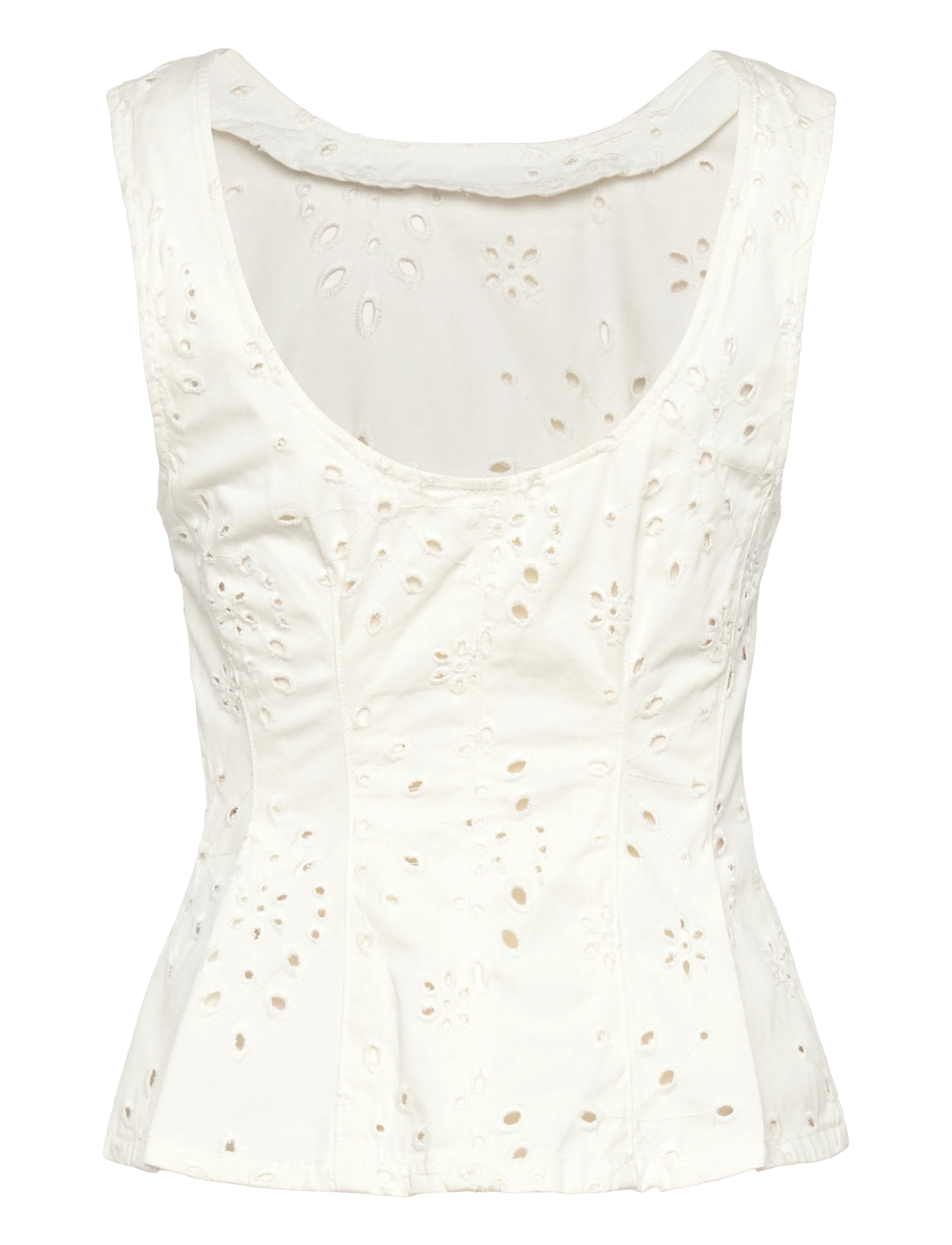 Gina Tricot - Broderie peplum denim top - offwhite (1420) - 1