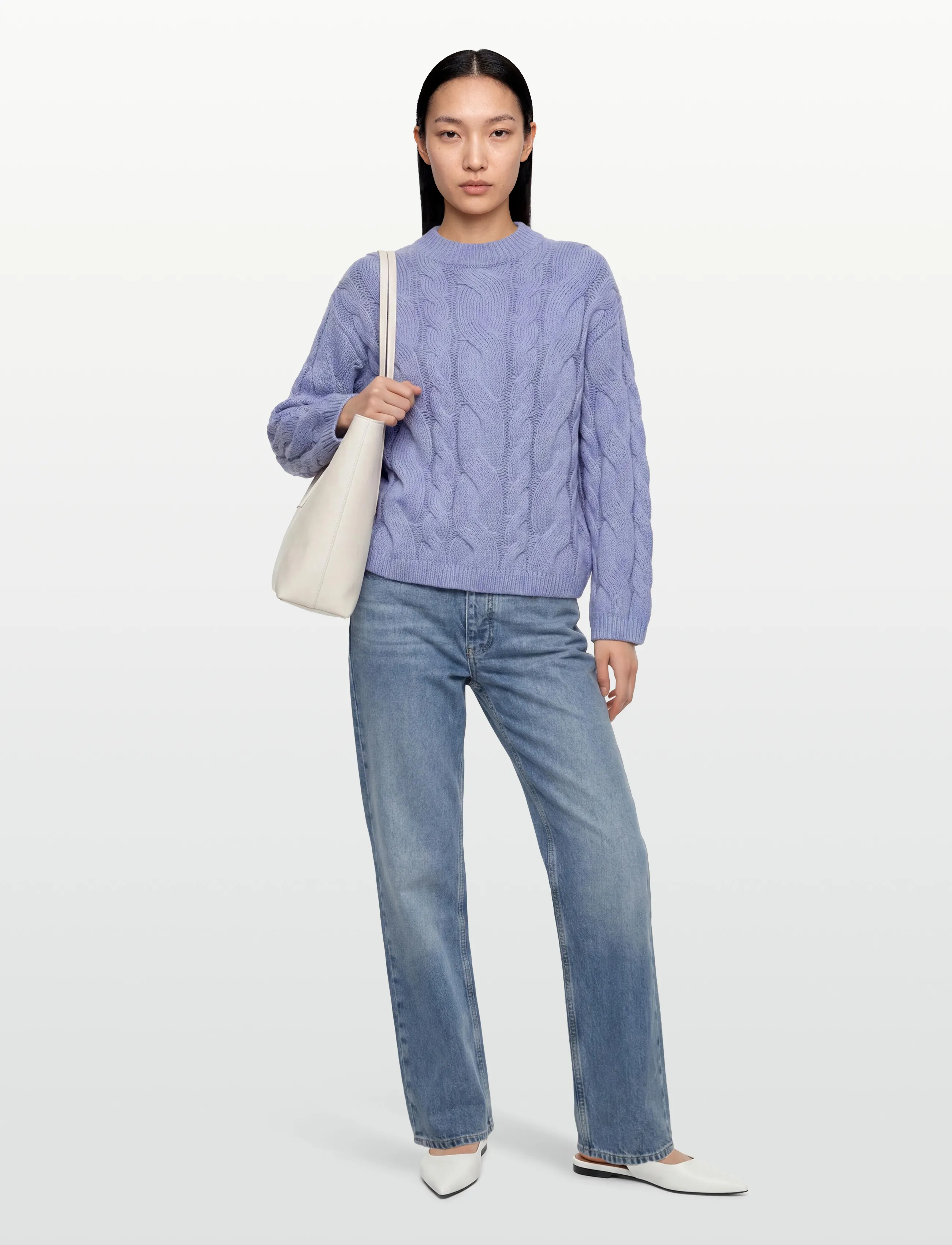 Gina Tricot - Chunky knitted cable sweater - džemperi - brunnera blue (5435) - 0