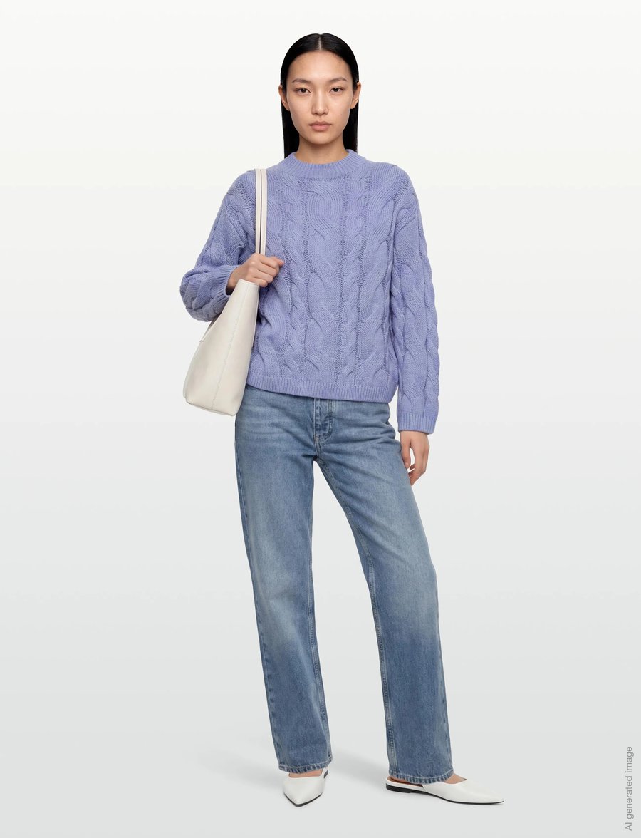 Gina Tricot - Chunky knitted cable sweater - džemperi - brunnera blue (5435) - 0