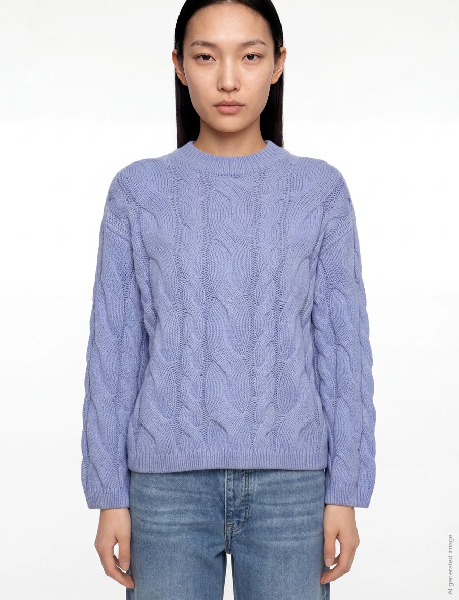 Gina Tricot - Chunky knitted cable sweater - džemperi - brunnera blue (5435) - 3