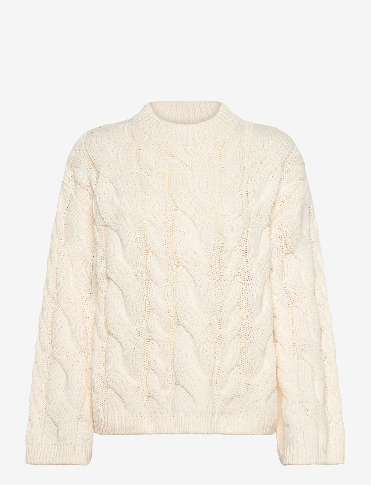 Gina Tricot - Chunky knitted cable sweater - striktrøjer - knit white (1265) - 0
