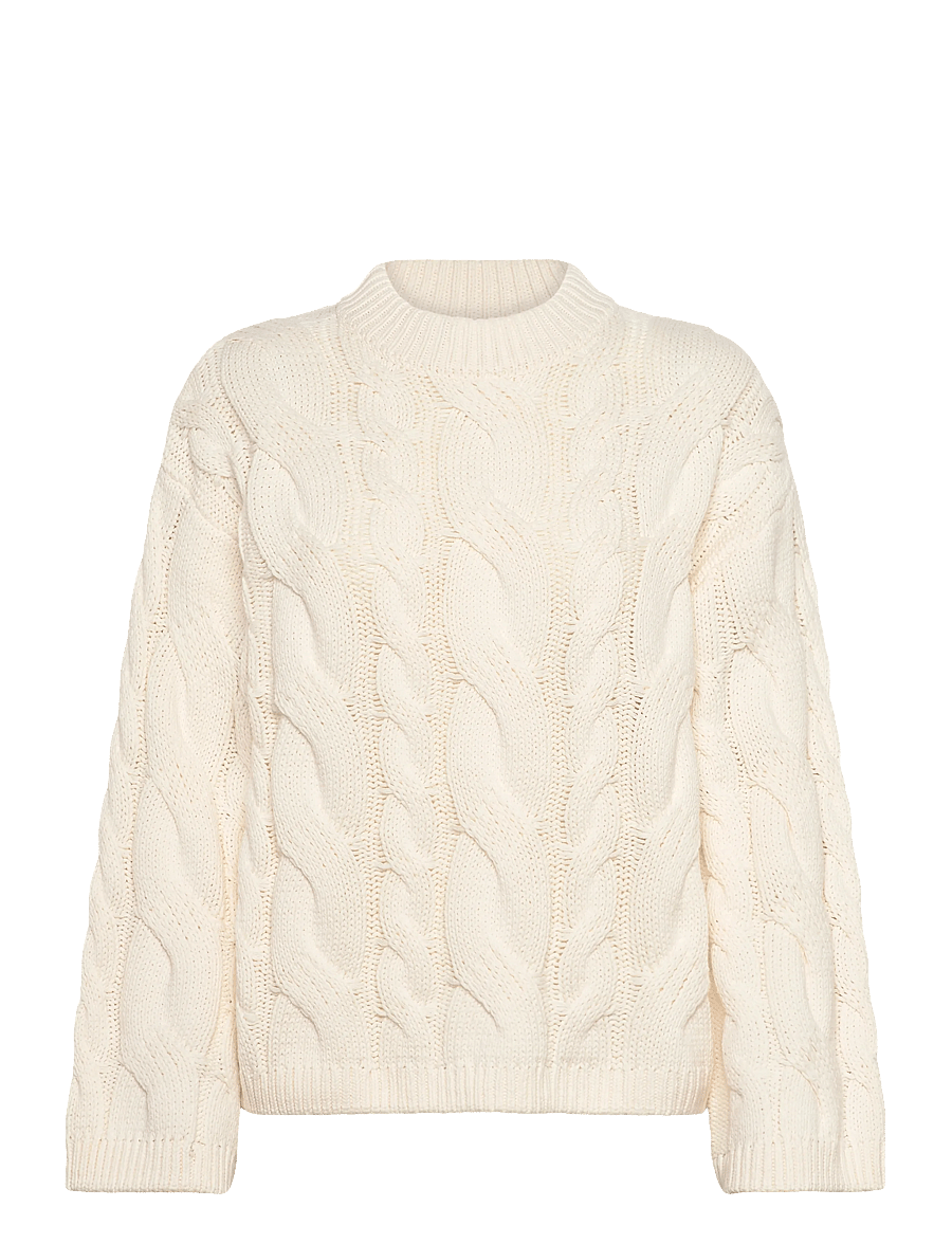 Gina Tricot - Chunky knitted cable sweater - striktrøjer - knit white (1265) - 0