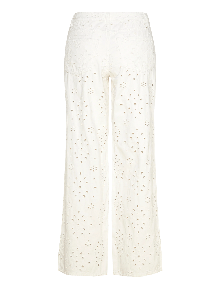 Gina Tricot - Broderie denim jeans - pantalons larges - offwhite (1420) - 1