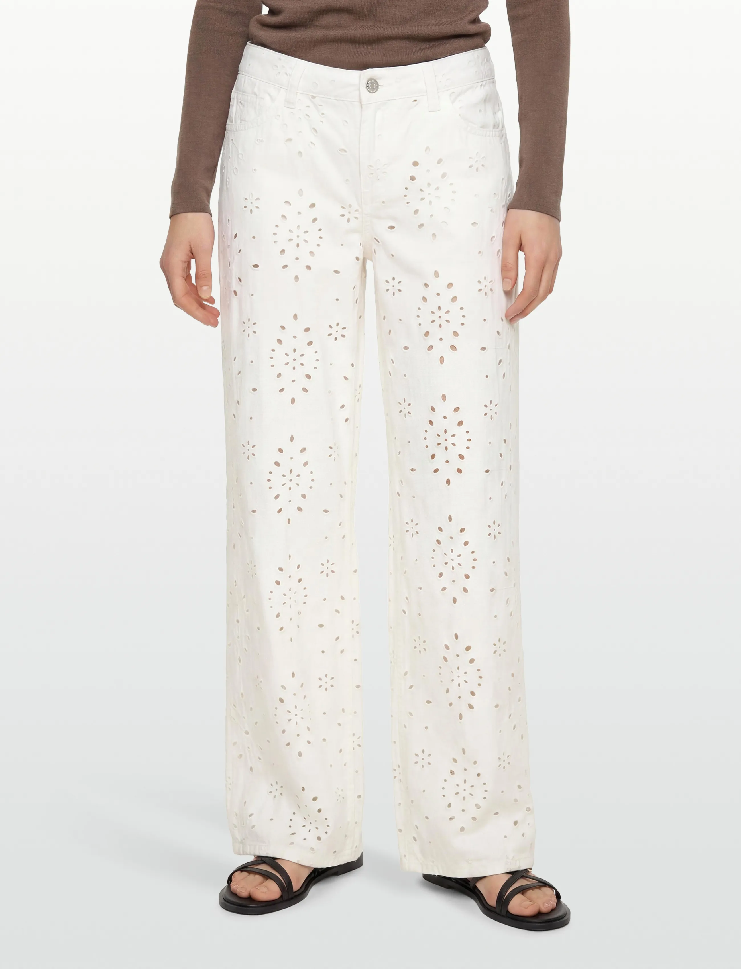 Gina Tricot - Broderie denim jeans - wide leg jeans - offwhite (1420) - 3