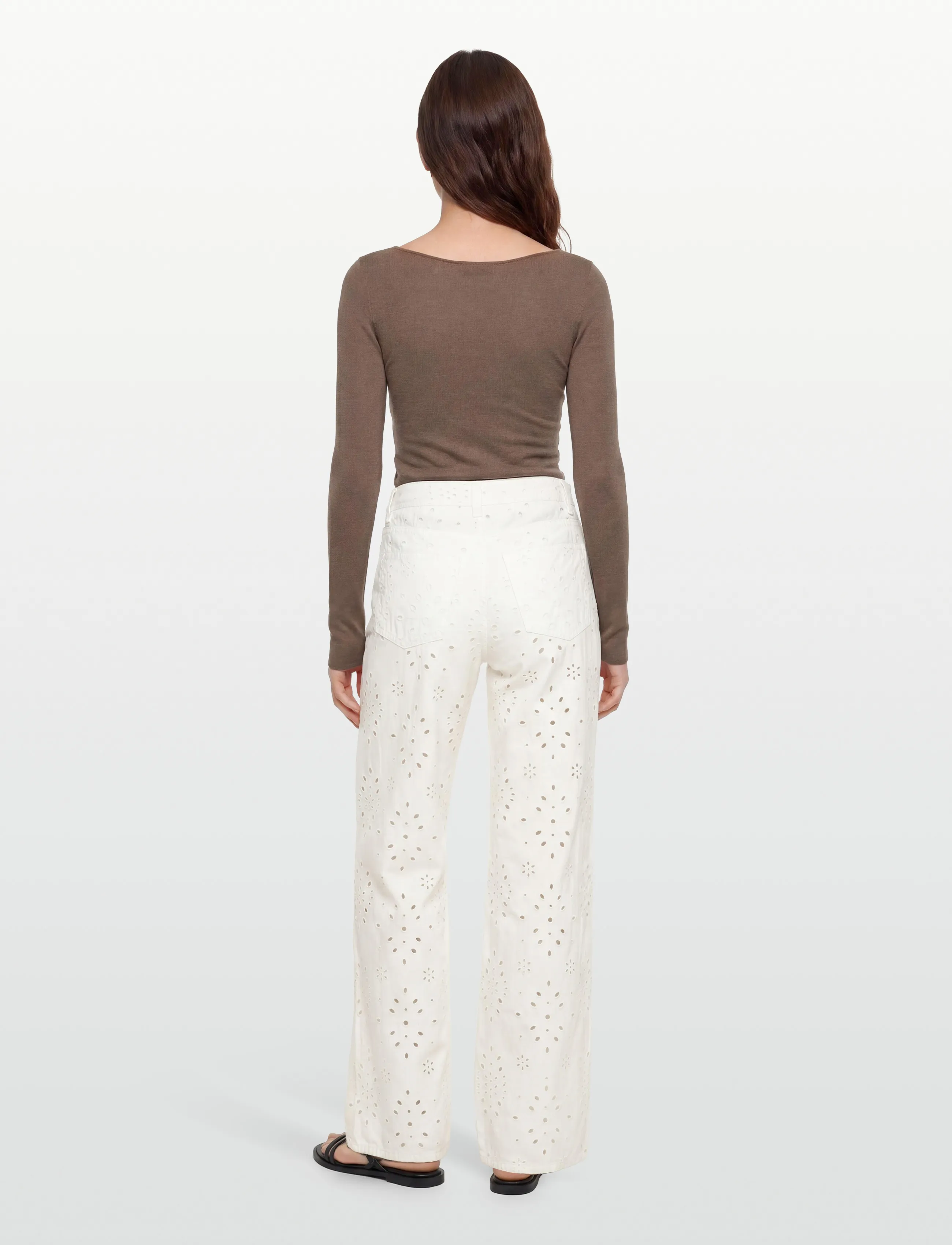 Gina Tricot - Broderie denim jeans - wide leg jeans - offwhite (1420) - 4