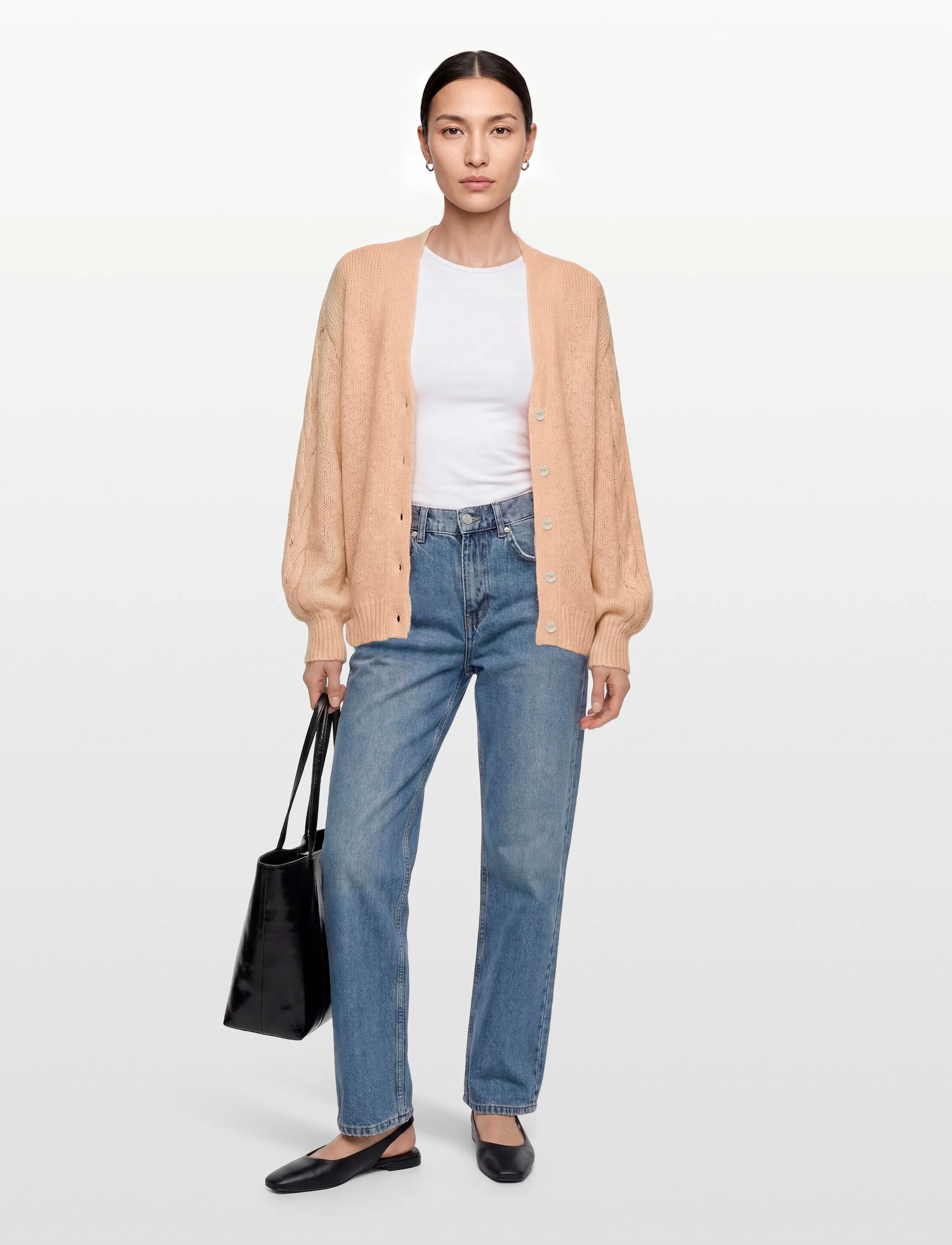 Gina Tricot Chunky Knitted Cardigan, L, Coral, Strik > Cardigans, Dame