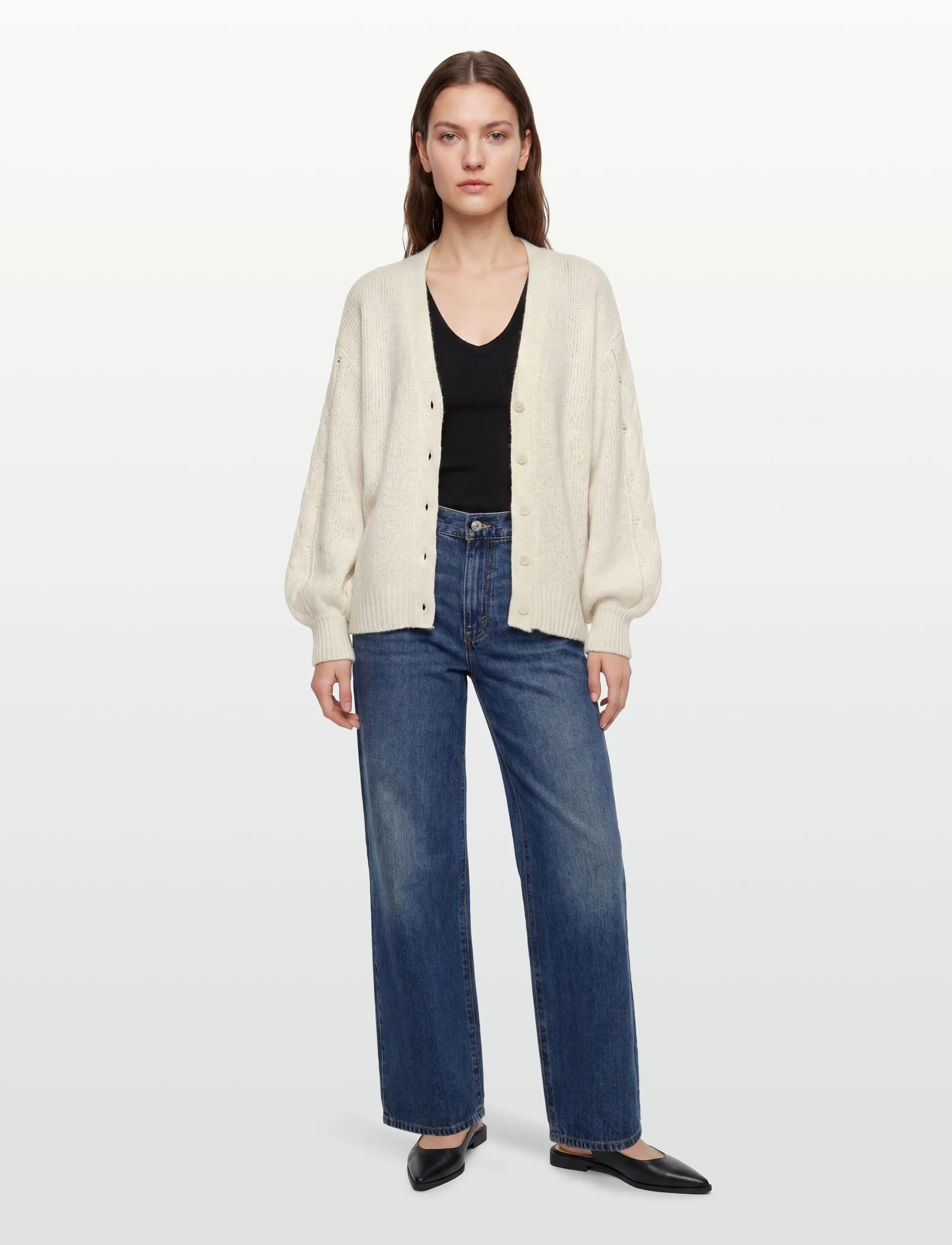 Gina Tricot Chunky Knitted Cardigan, S, Cream, Strik > Cardigans, Dame
