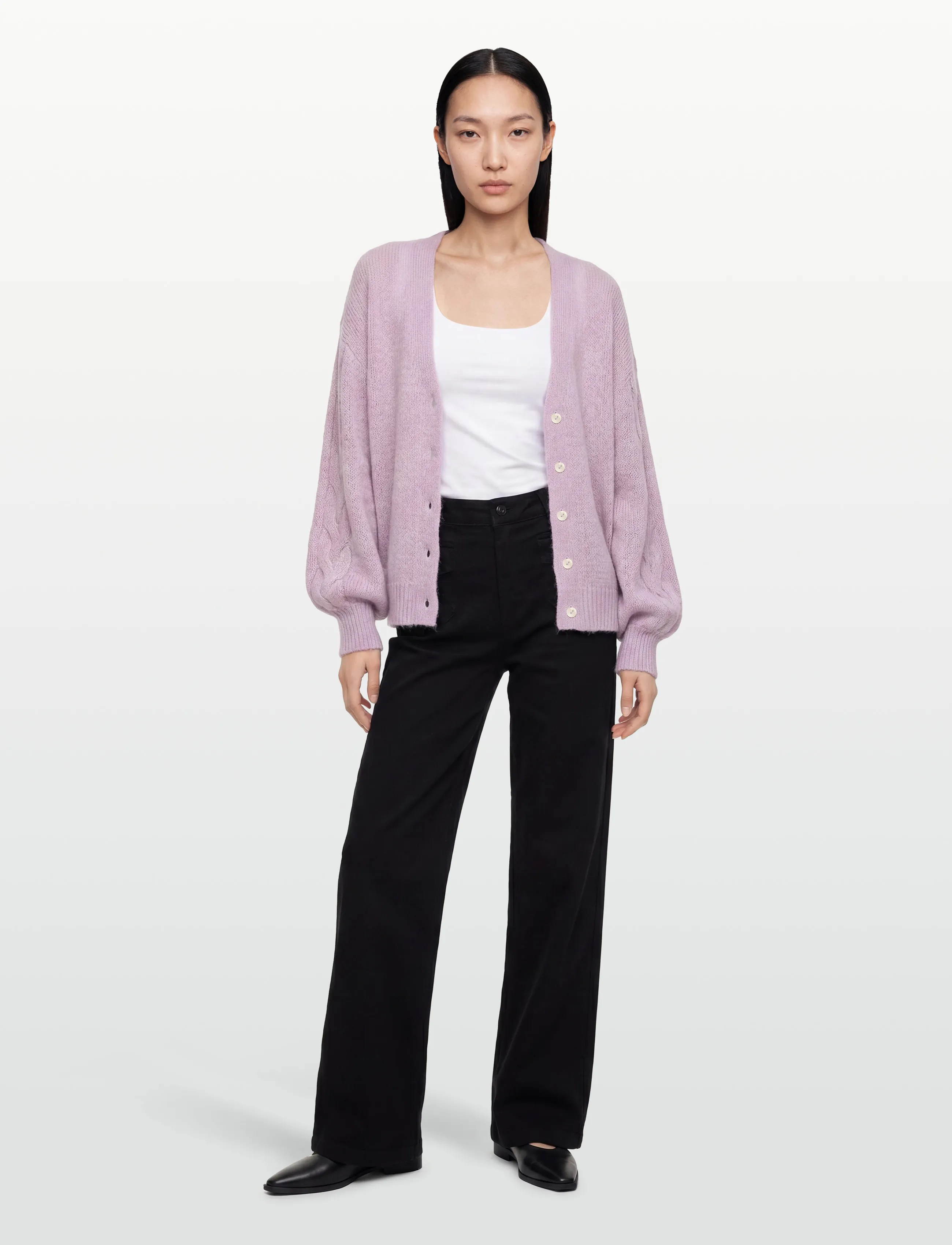 Gina Tricot Chunky Knitted Cardigan, S, Purple, Strik > Cardigans, Dame