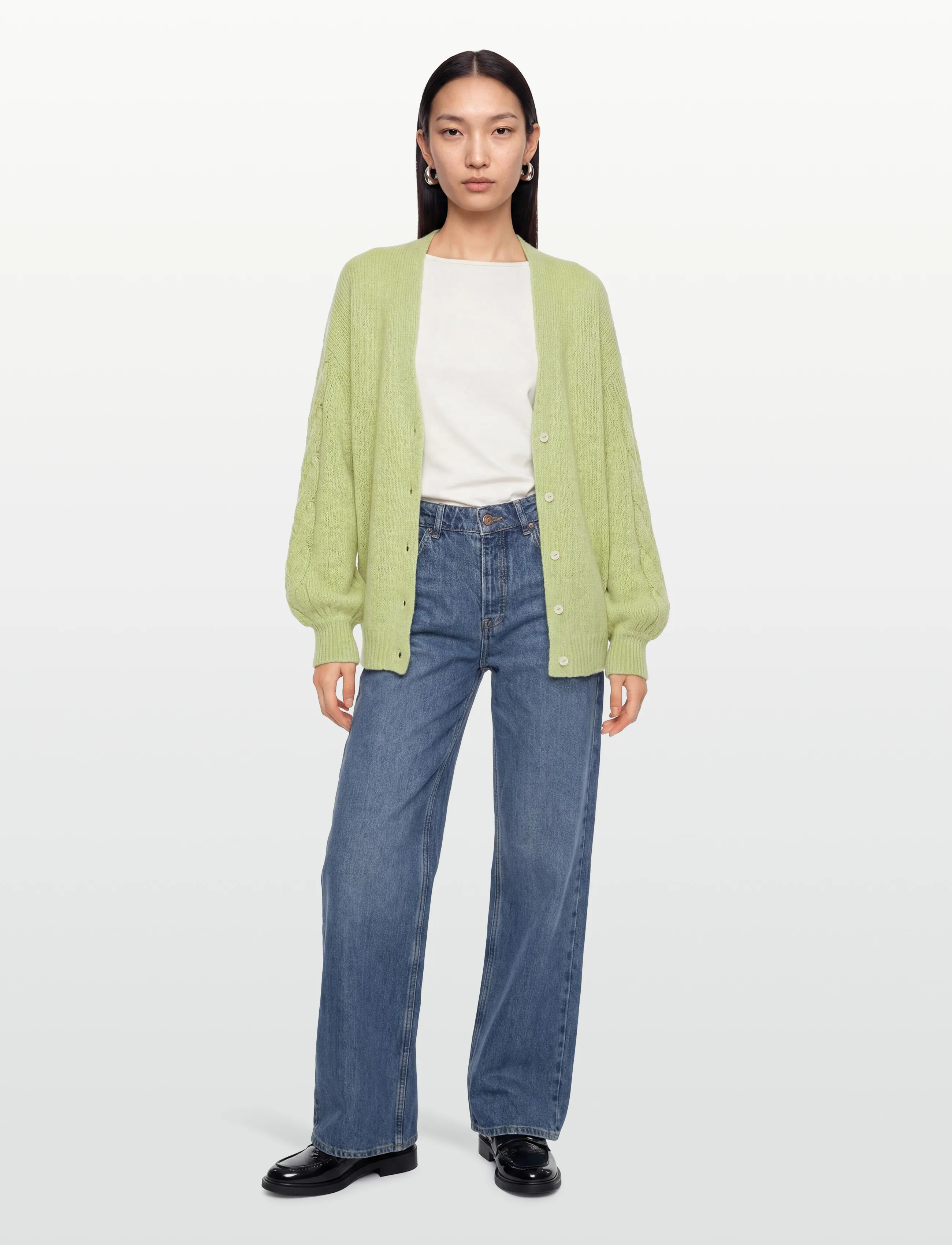 Gina Tricot Chunky Knitted Cardigan, S, Green, Strik > Cardigans, Dame