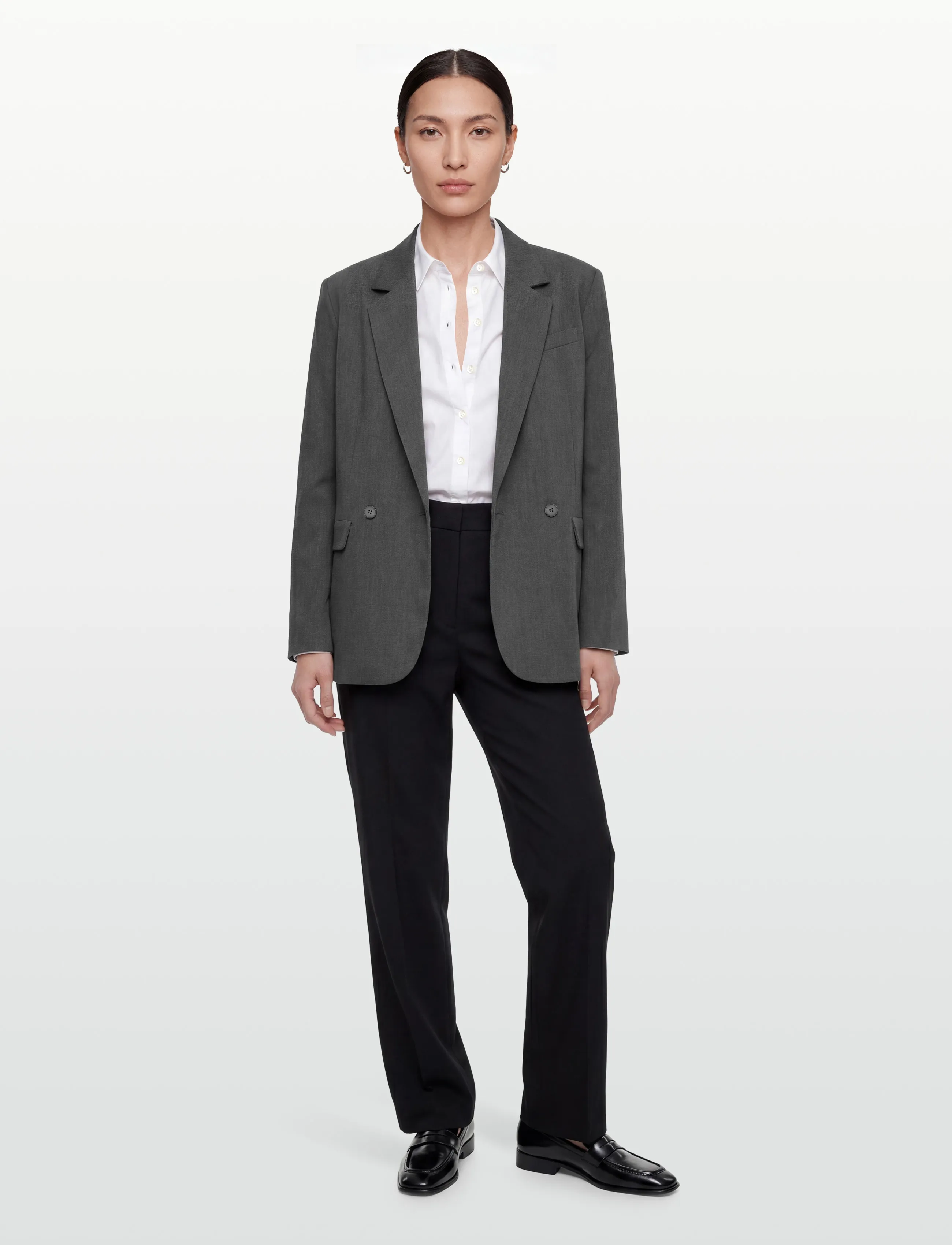 Gina Tricot Back High Slit Blazer, XS, Grau - Double Breasted Frauen