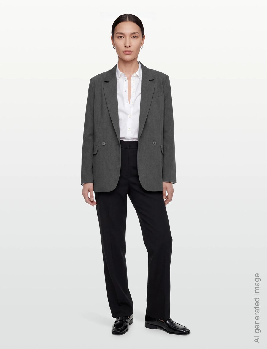 Gina Tricot - Back high slit blazer - zweireihige blazer - grey melange (8181) - 0