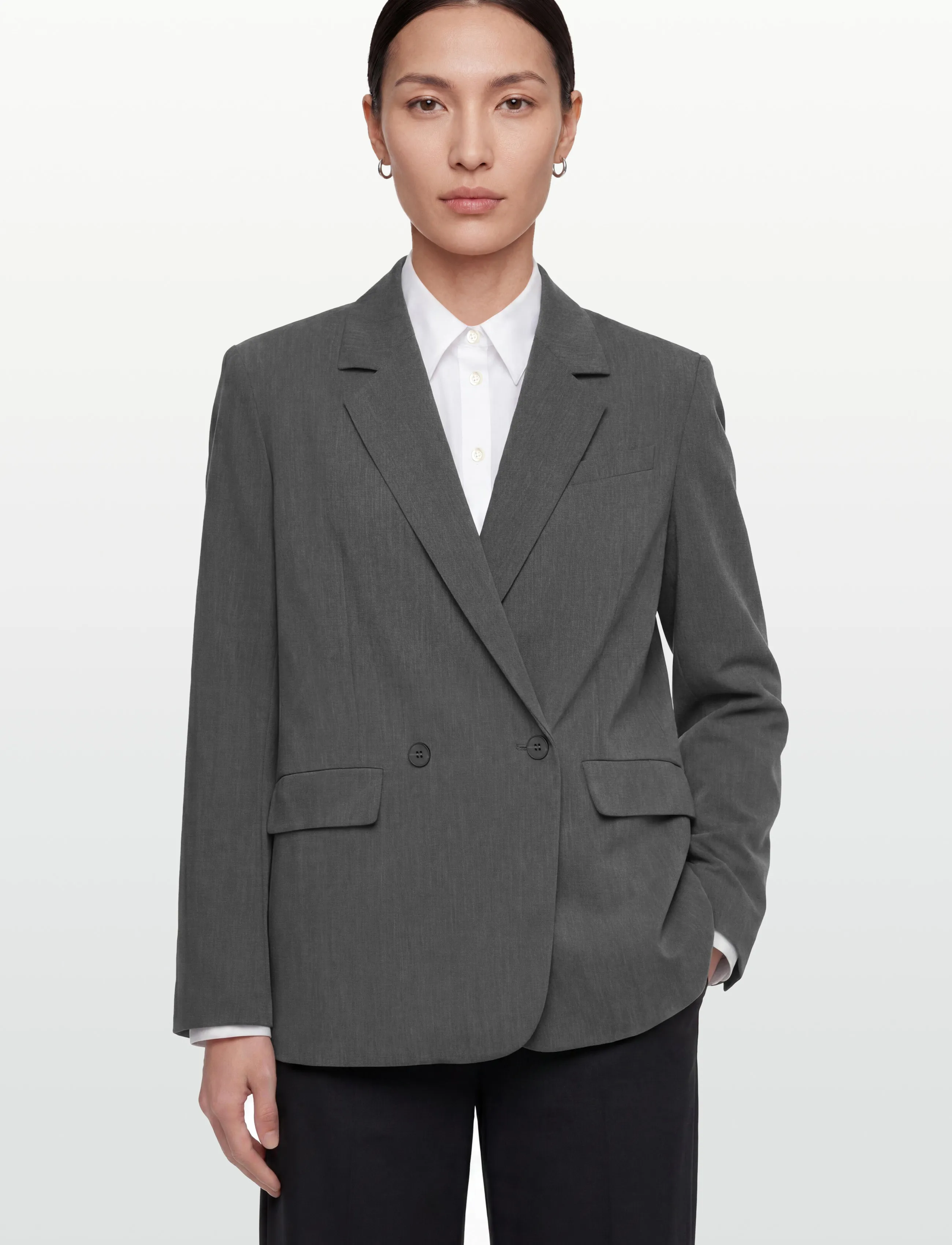 Gina Tricot - Back high slit blazer - dobbeltradede blazere - grey melange (8181) - 3