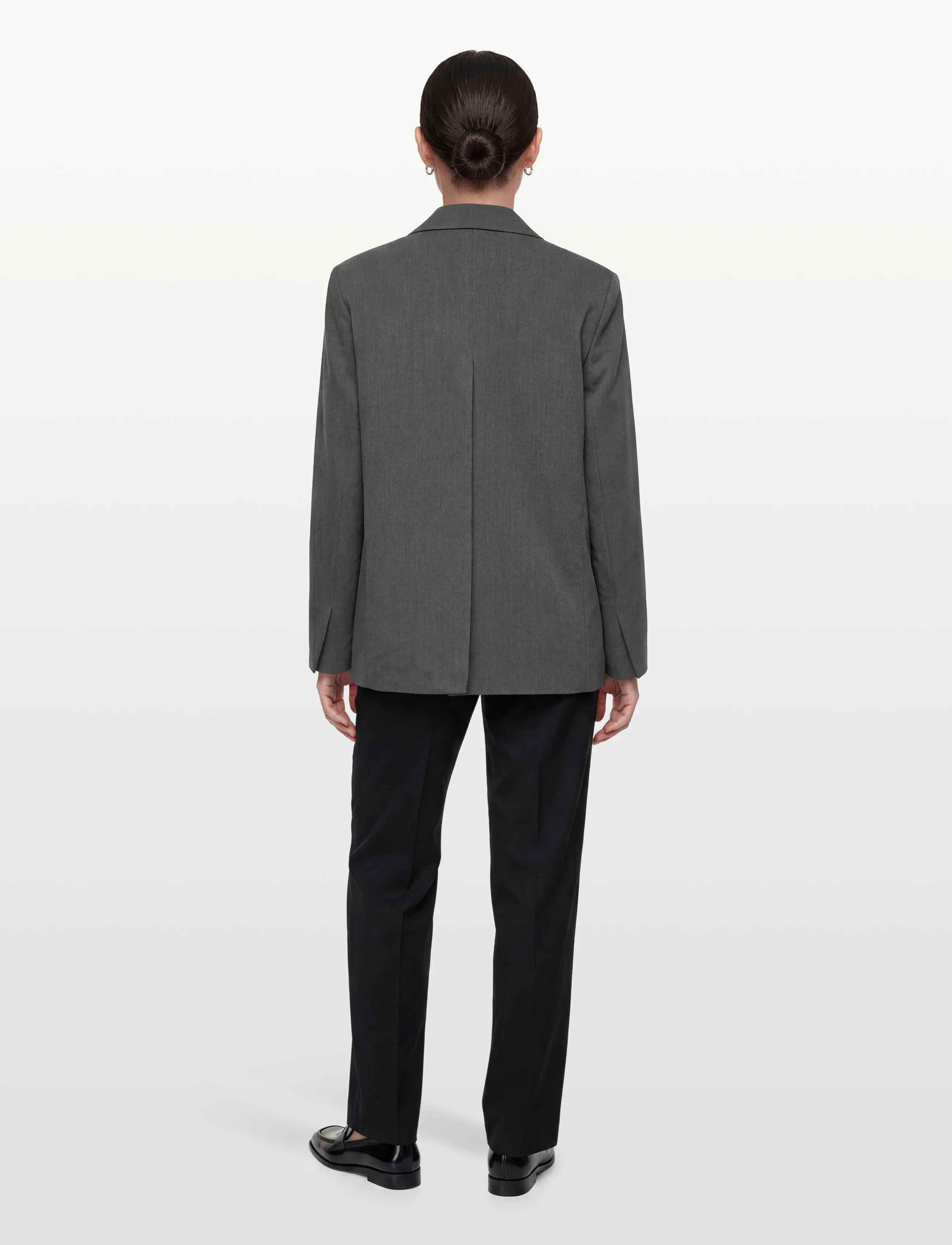 Gina Tricot - Back high slit blazer - dobbeltradede blazere - grey melange (8181) - 4