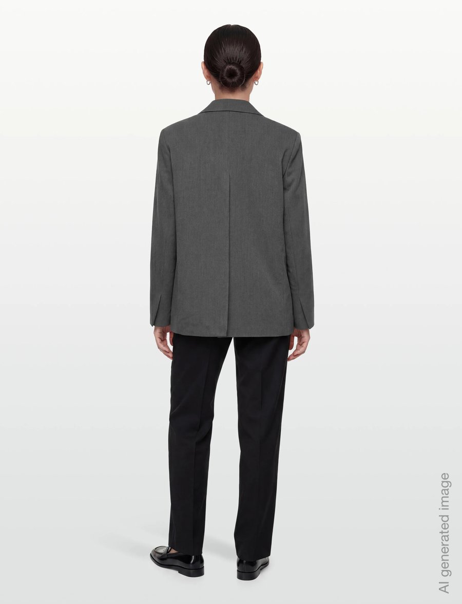 Gina Tricot - Back high slit blazer - zweireihige blazer - grey melange (8181) - 4
