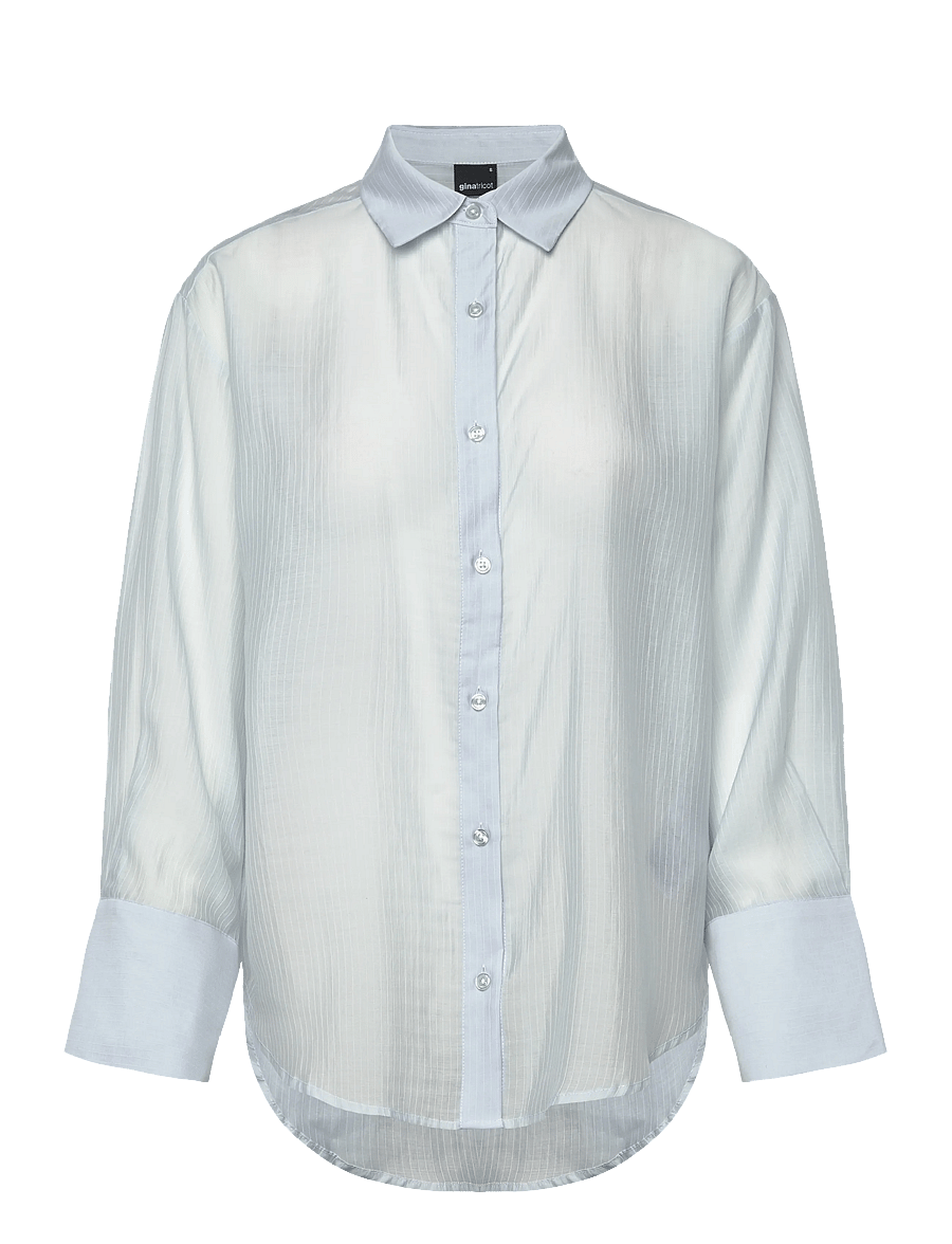 Gina Tricot - Sheer shirt - long-sleeved shirts - blue/stripe (5244) - 1