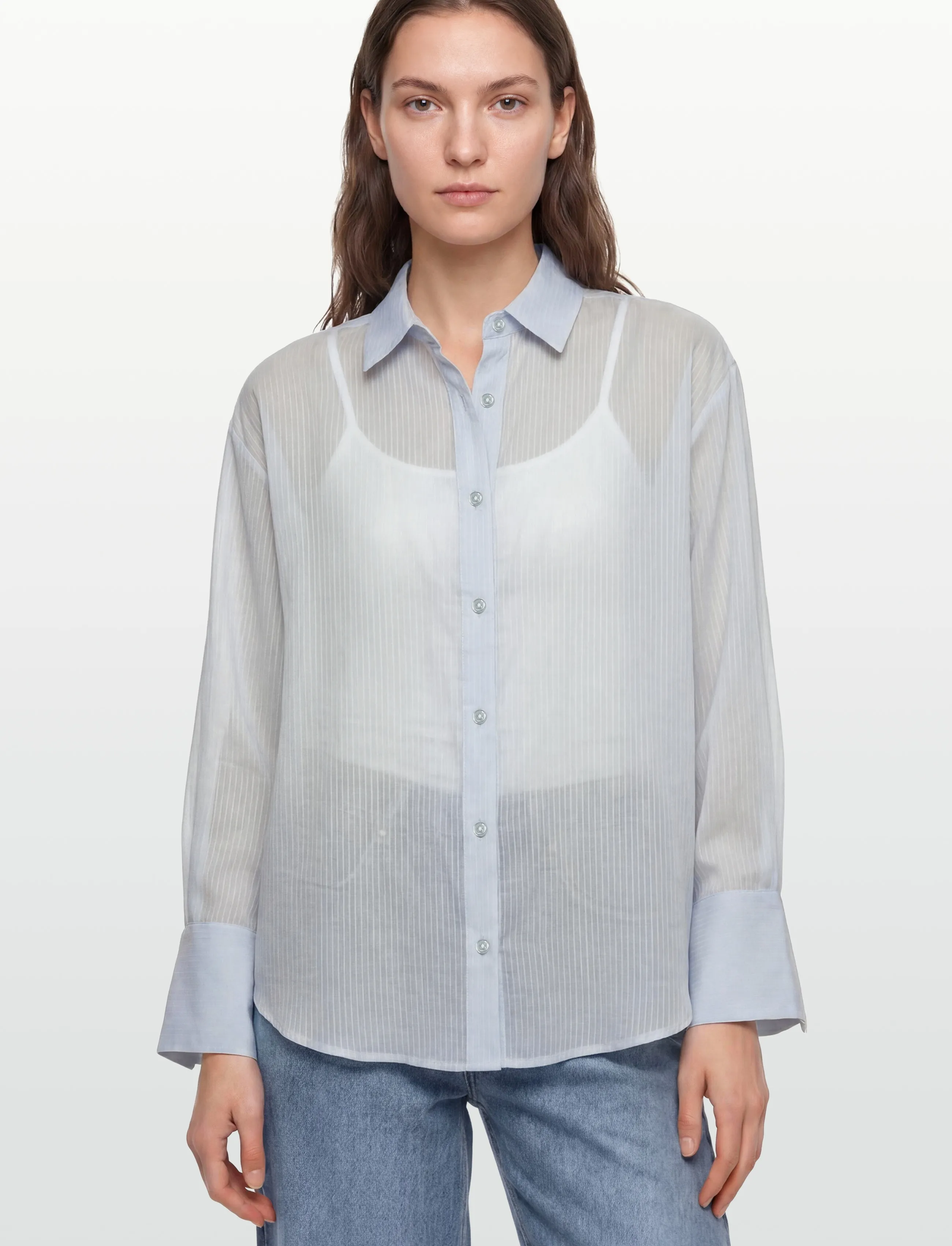 Gina Tricot - Sheer shirt - long-sleeved shirts - blue/stripe (5244) - 3