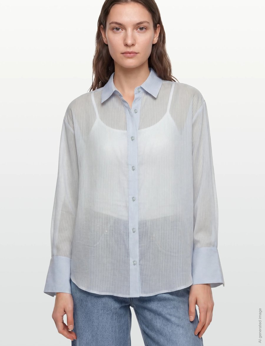Gina Tricot - Sheer shirt - long-sleeved shirts - blue/stripe (5244) - 3