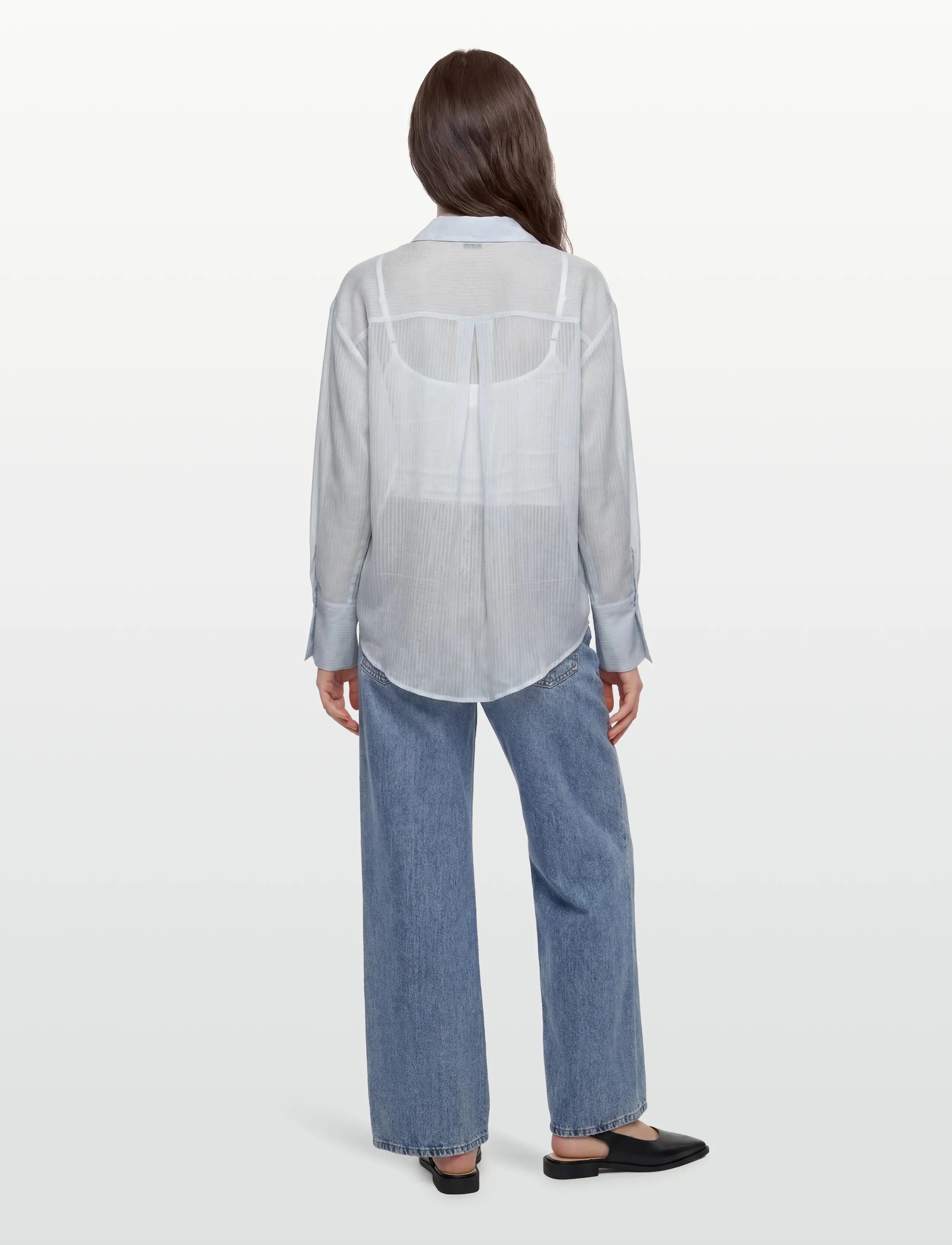 Gina Tricot - Sheer shirt - long-sleeved shirts - blue/stripe (5244) - 4