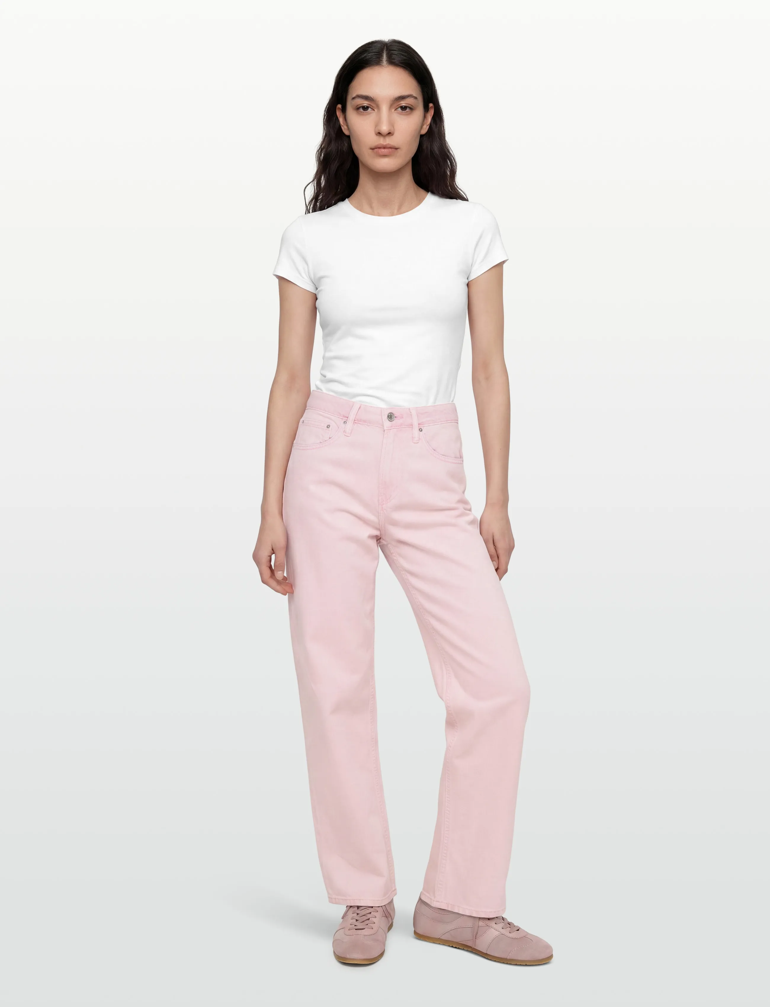 Gina Tricot Baggy-Crush Jeans, 34, Rosa - Wide, Frauen