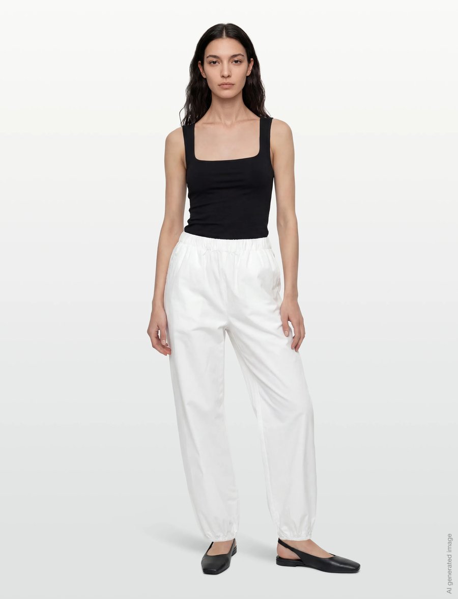Gina Tricot - Mid waist balloon trousers - hosen mit geradem bein - white (1000) - 0