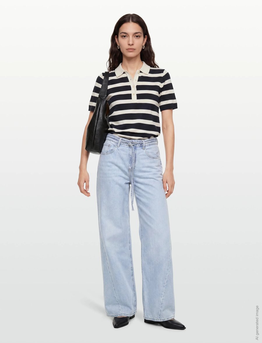 Gina Tricot - Twisted wide jeans - hosen mit weitem bein - lt blue - 0