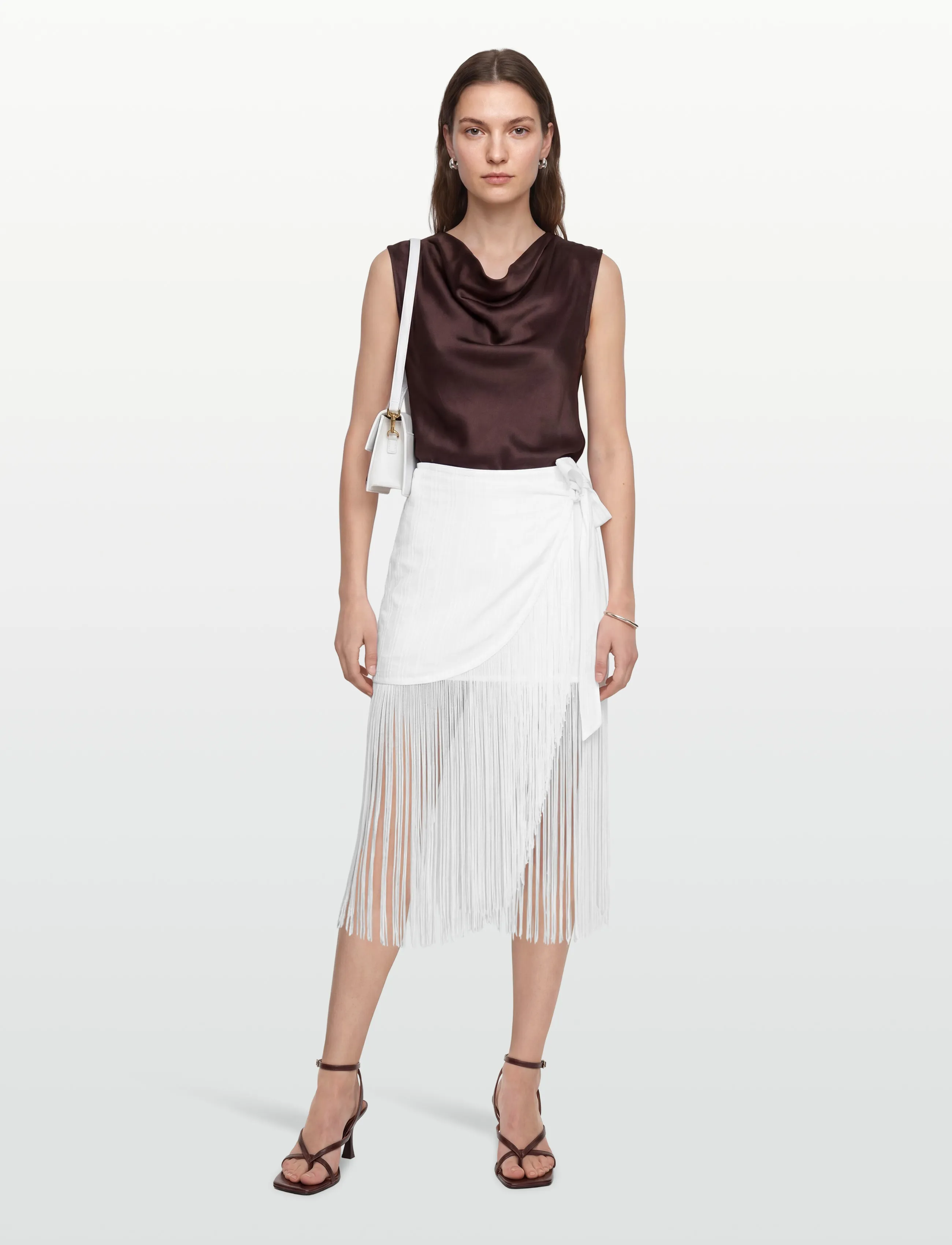 Gina Tricot Structured Skirt, 36, Röcke, Weiß - Wrap Frauen