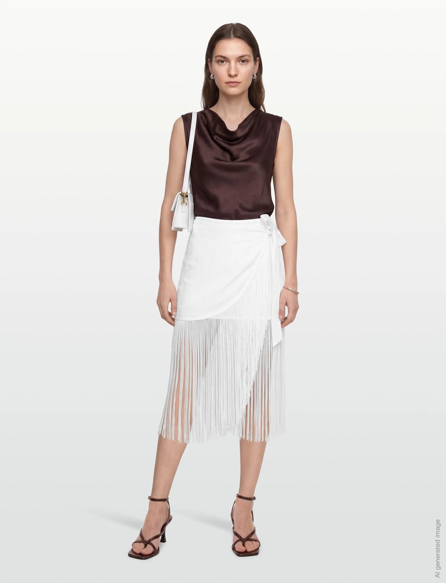 Gina Tricot - Structured skirt - wickelröcke - white/stripe (1038) - 0