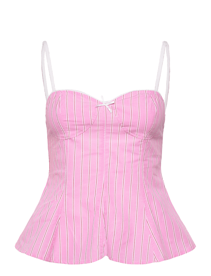 Gina Tricot - Peplum loungewear top - tops - pink stripe - 0