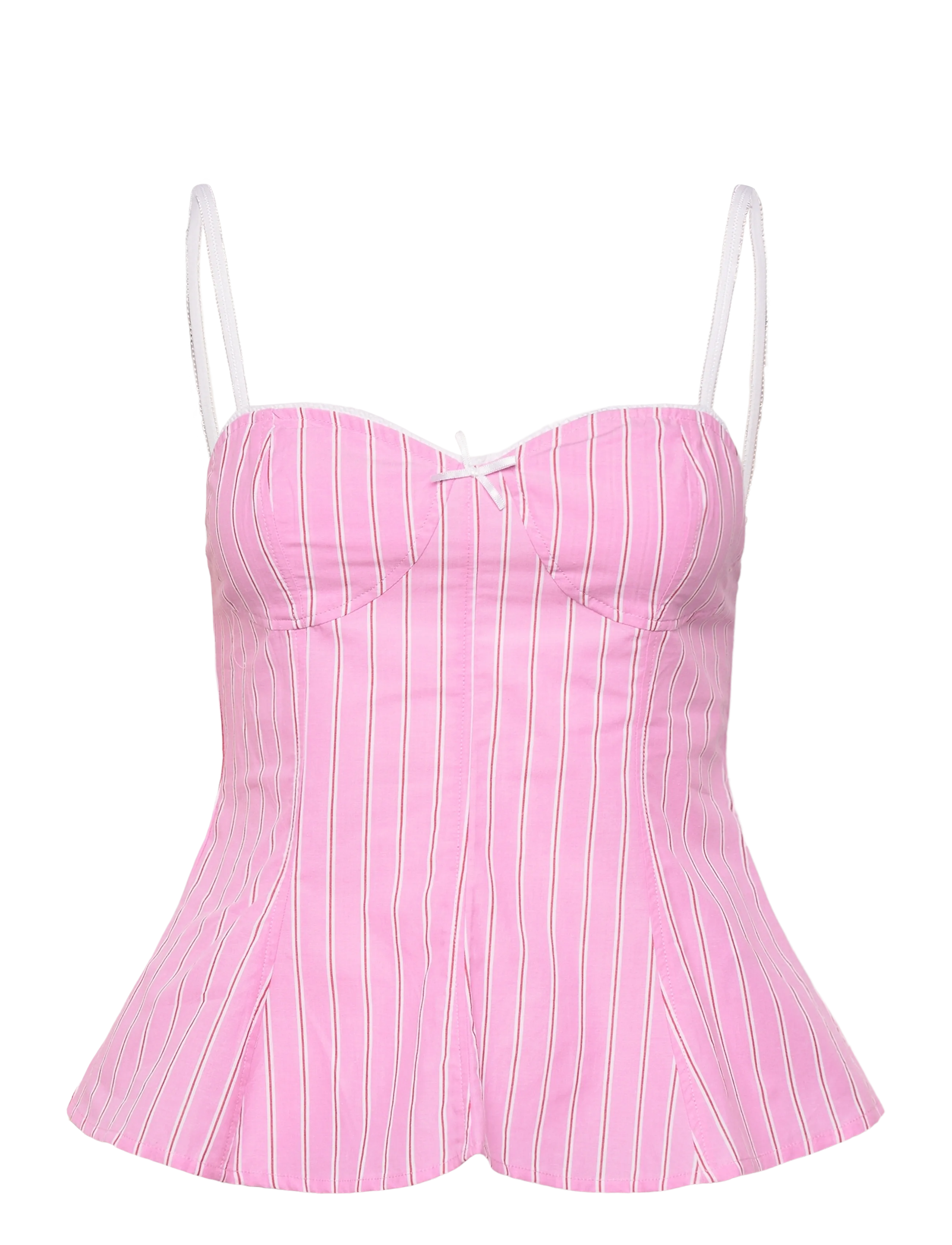 Gina Tricot - Peplum loungewear top - overdele - pink stripe - 0