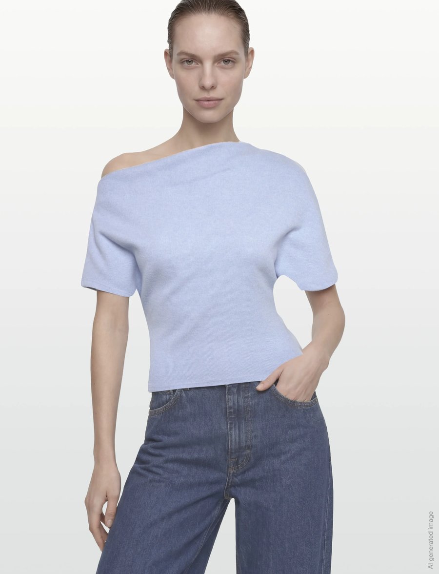Gina Tricot - Soft asymmetric top - crop tops - brunnera blue (5435) - 3